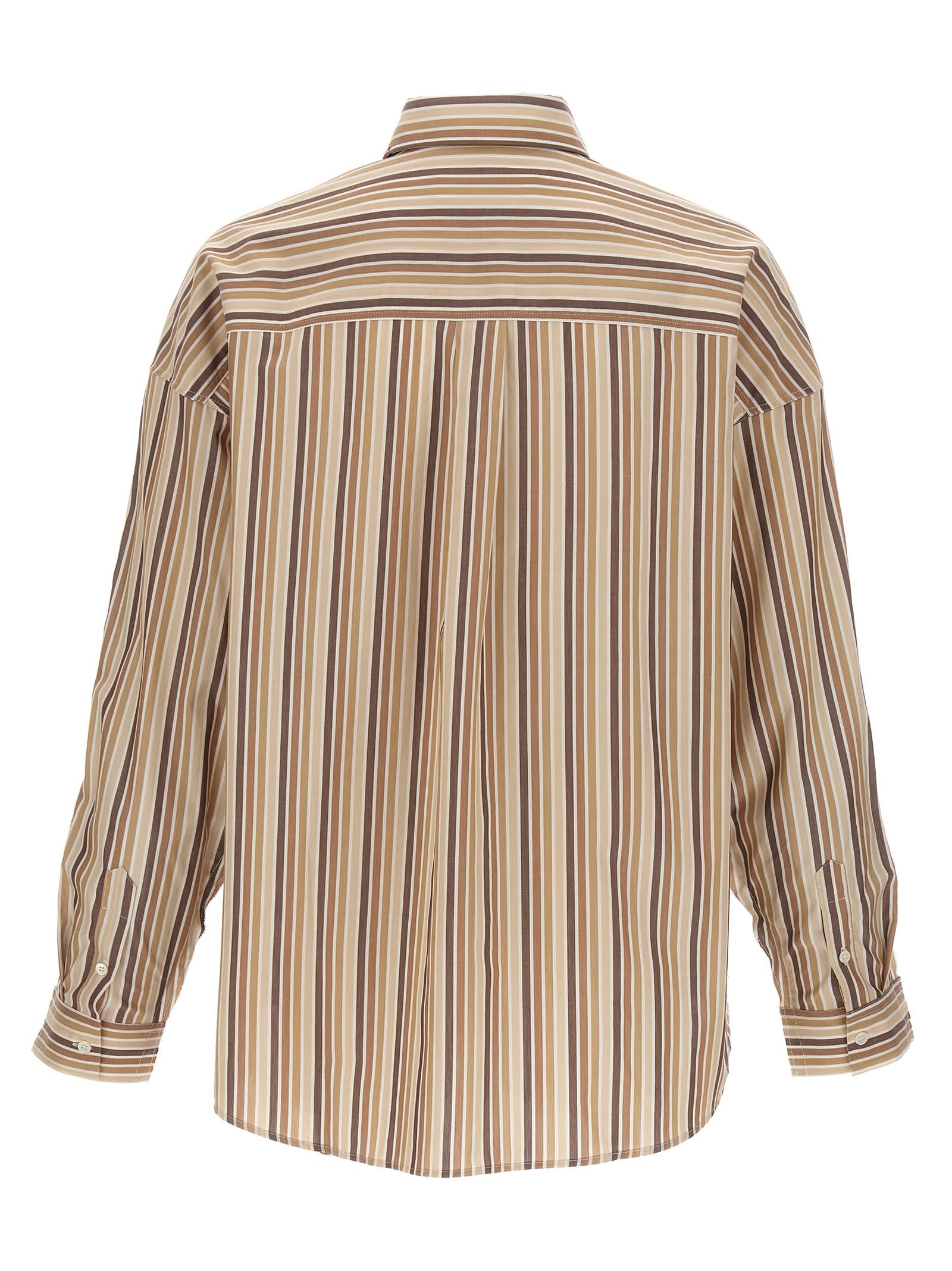 Shop Marni Unfinished Striped Shirt In Multicolor