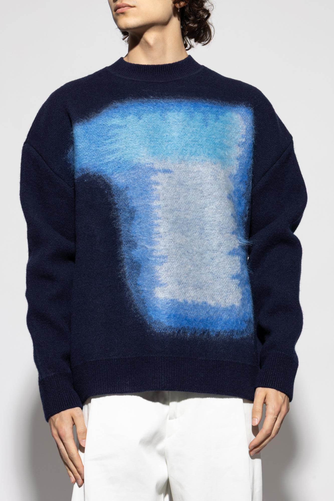Givenchy Sweater In Wool With Brushed Afternoon Light Jacquard In Blue