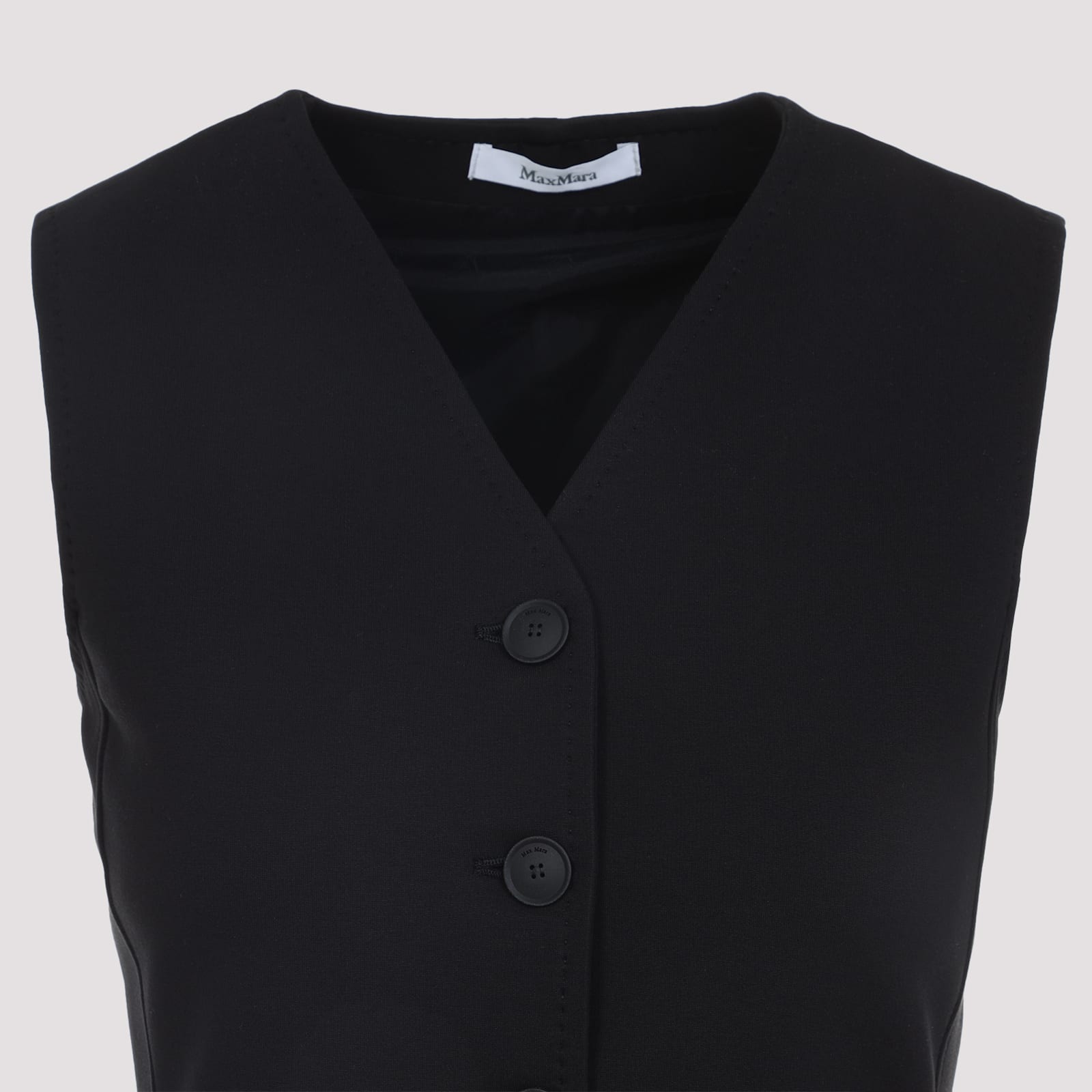 Max Mara Fornovo Sleeveless V-neck Tailored Gilet In Black