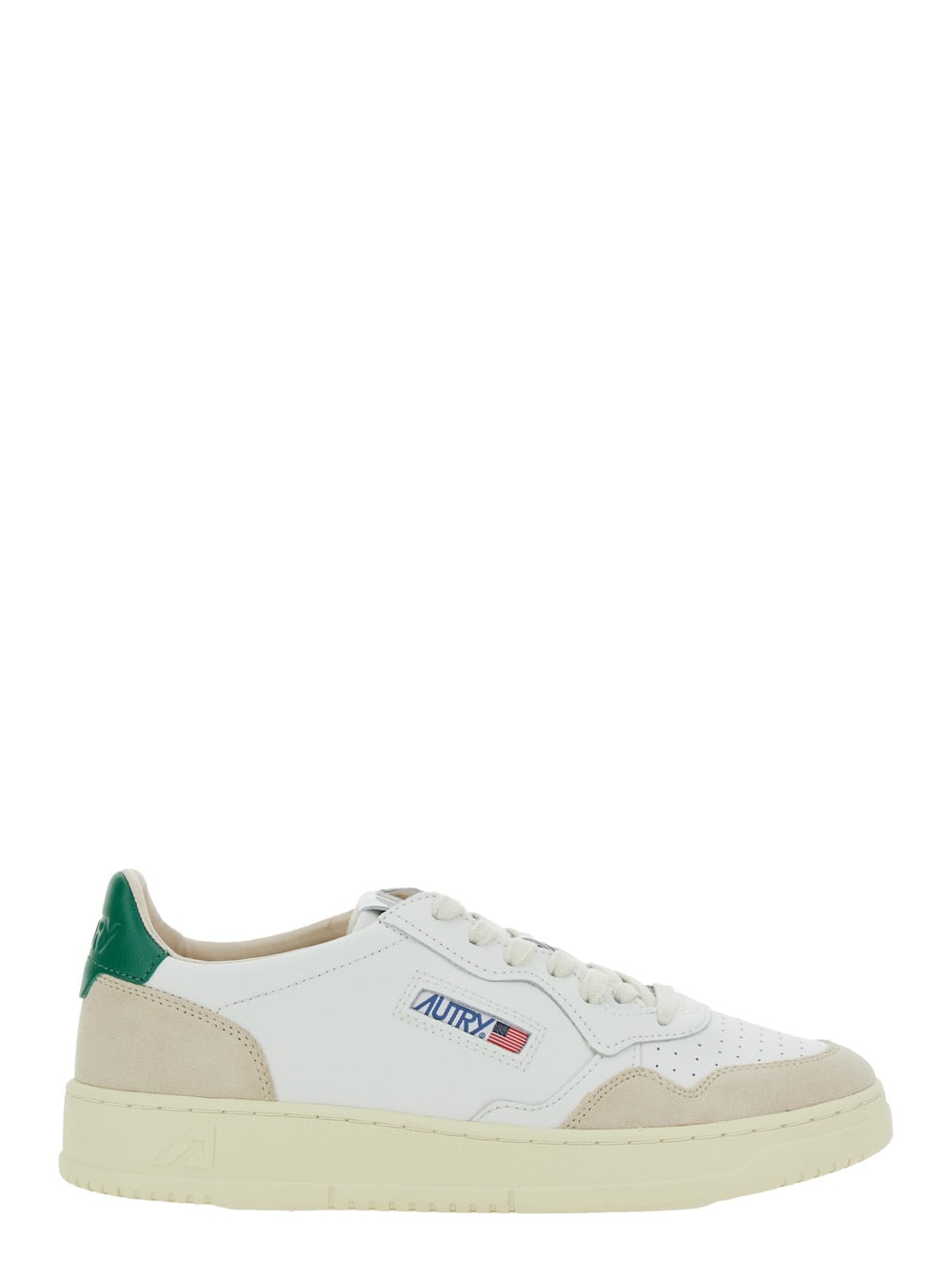 medalist White Low Top Sneakers With Beige Suede Details In Leather Man