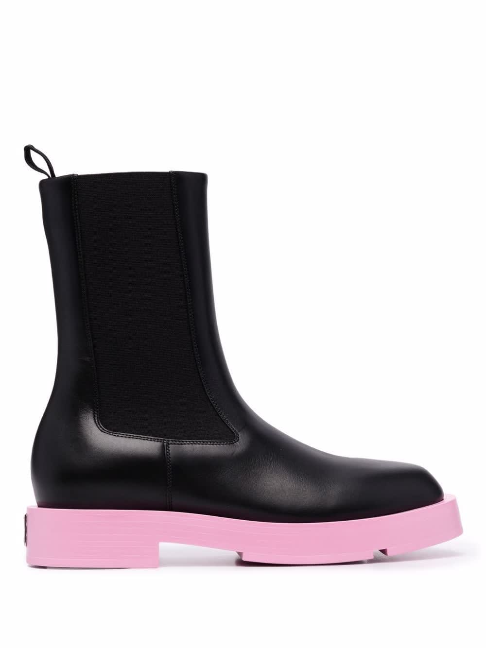 Givenchy Woman Black And Pink Chelsea Ankle Boot