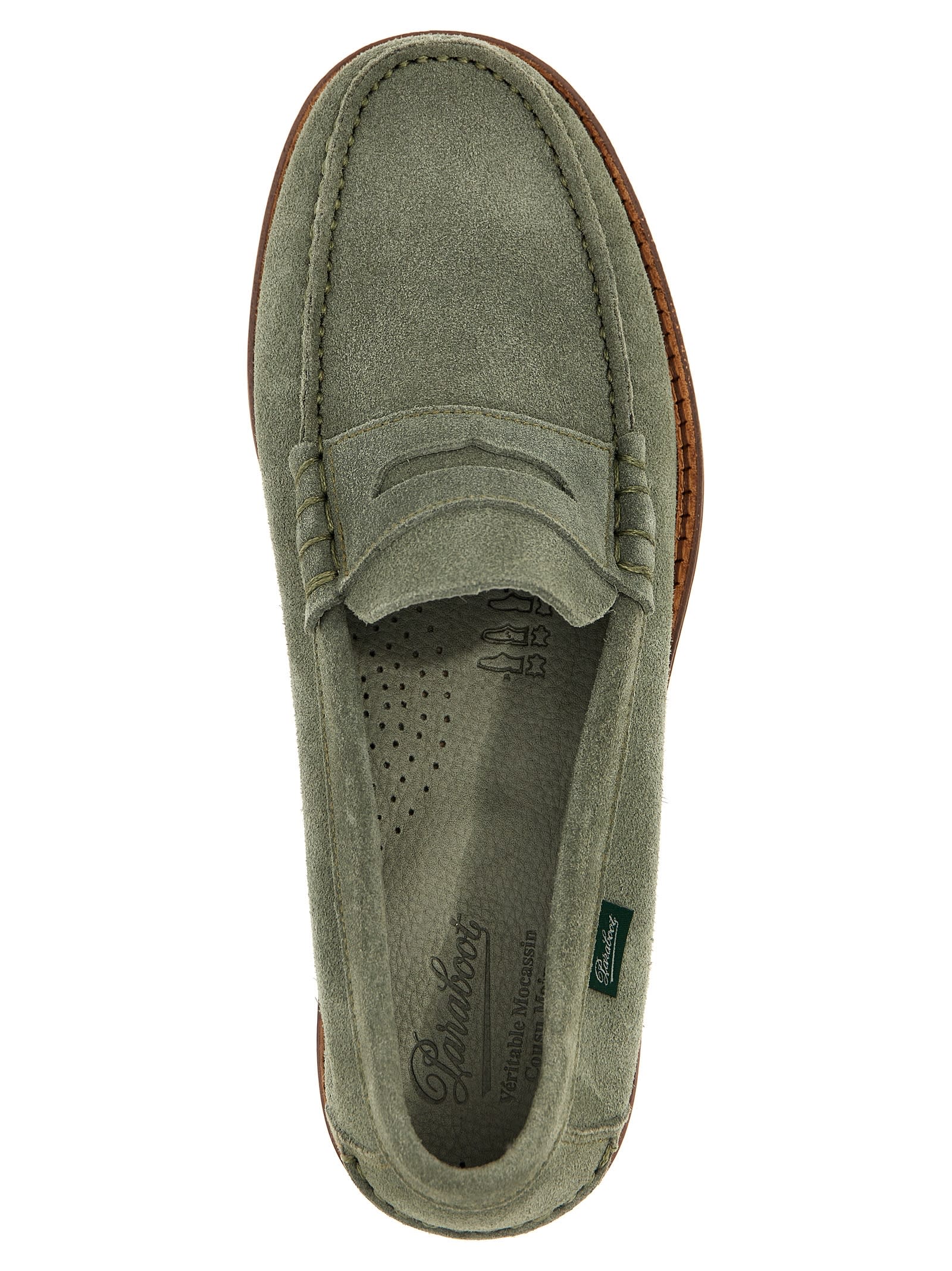 Paraboot Penny Strap Loafers Round Toe In Green