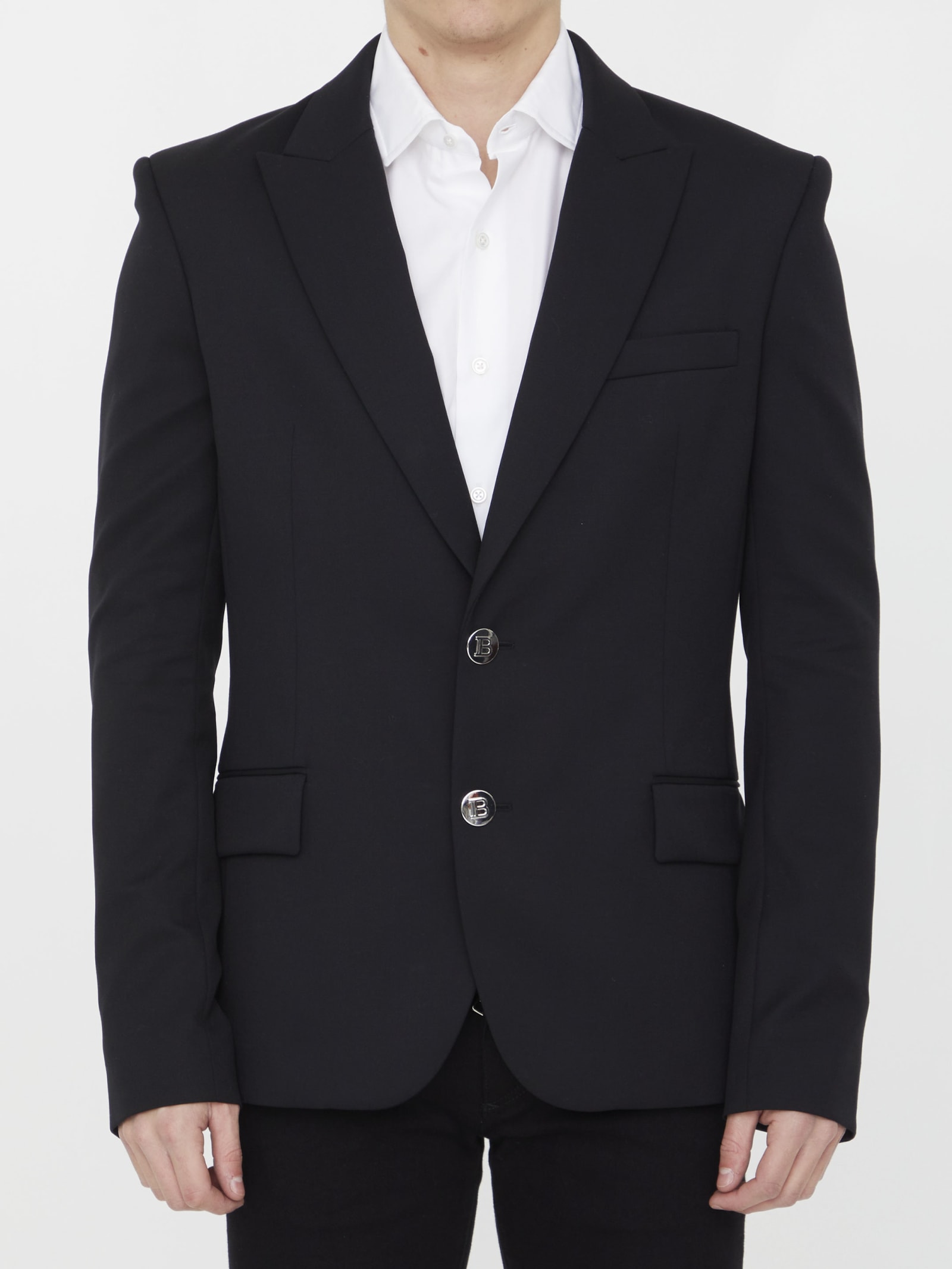 Balmain Single-breasted Notched-lapels Blazer In Black