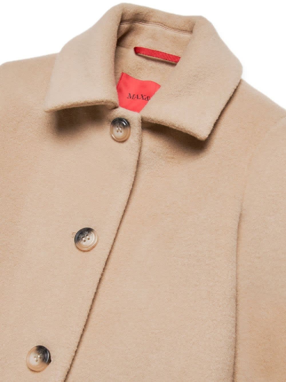 MAX&AMP;CO. BEIGE WOOL SINGLE-BREASTED COAT 