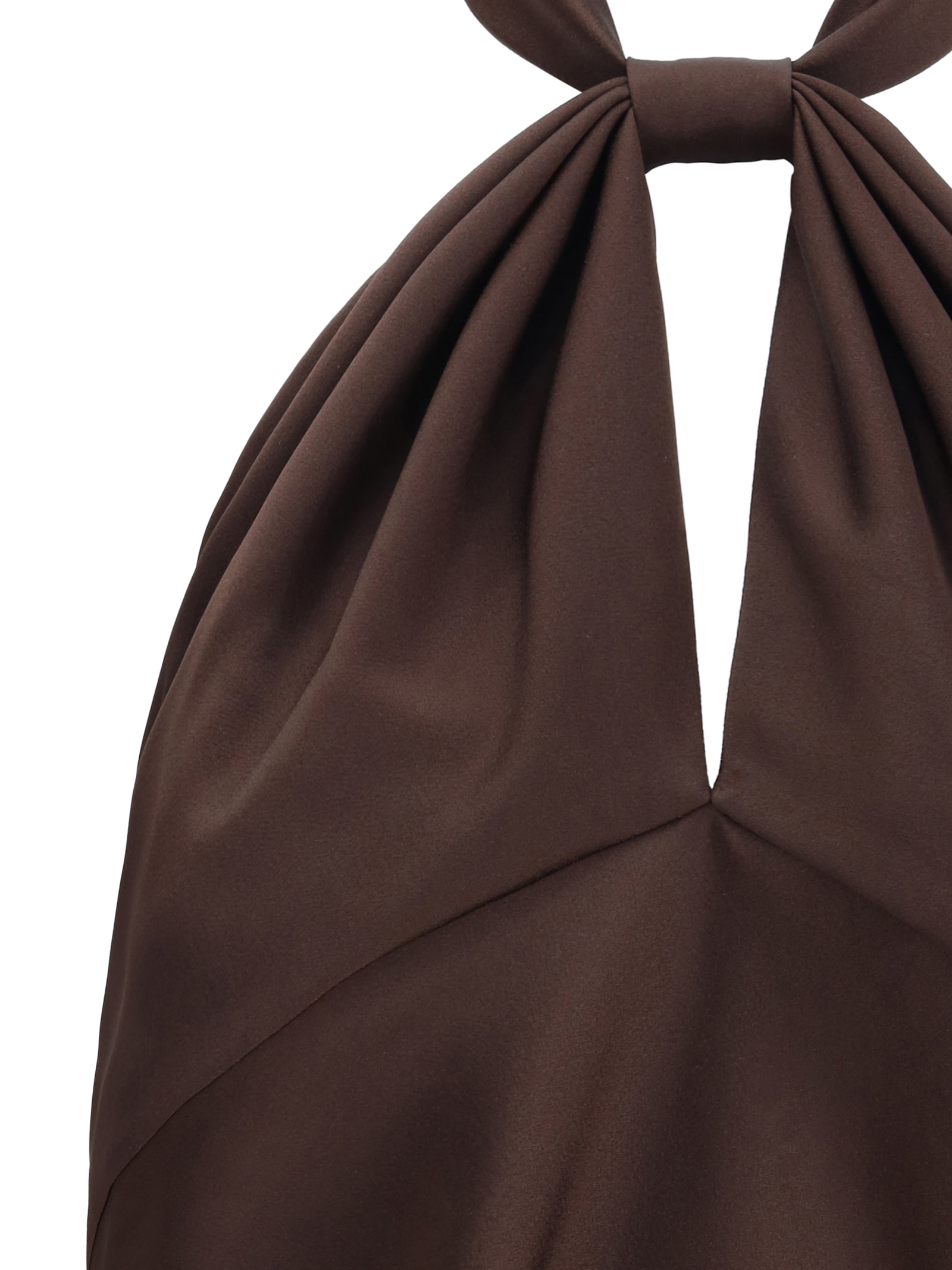 Tom Ford Cutout Satin-crepe Halterneck Top In Brown