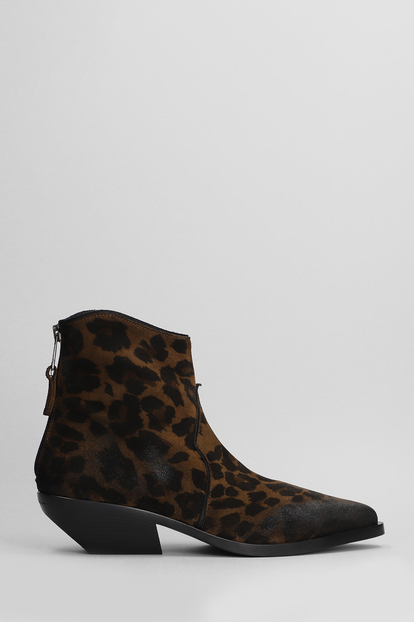 Shop Elena Iachi Texan Ankle Boots In Animalier Suede