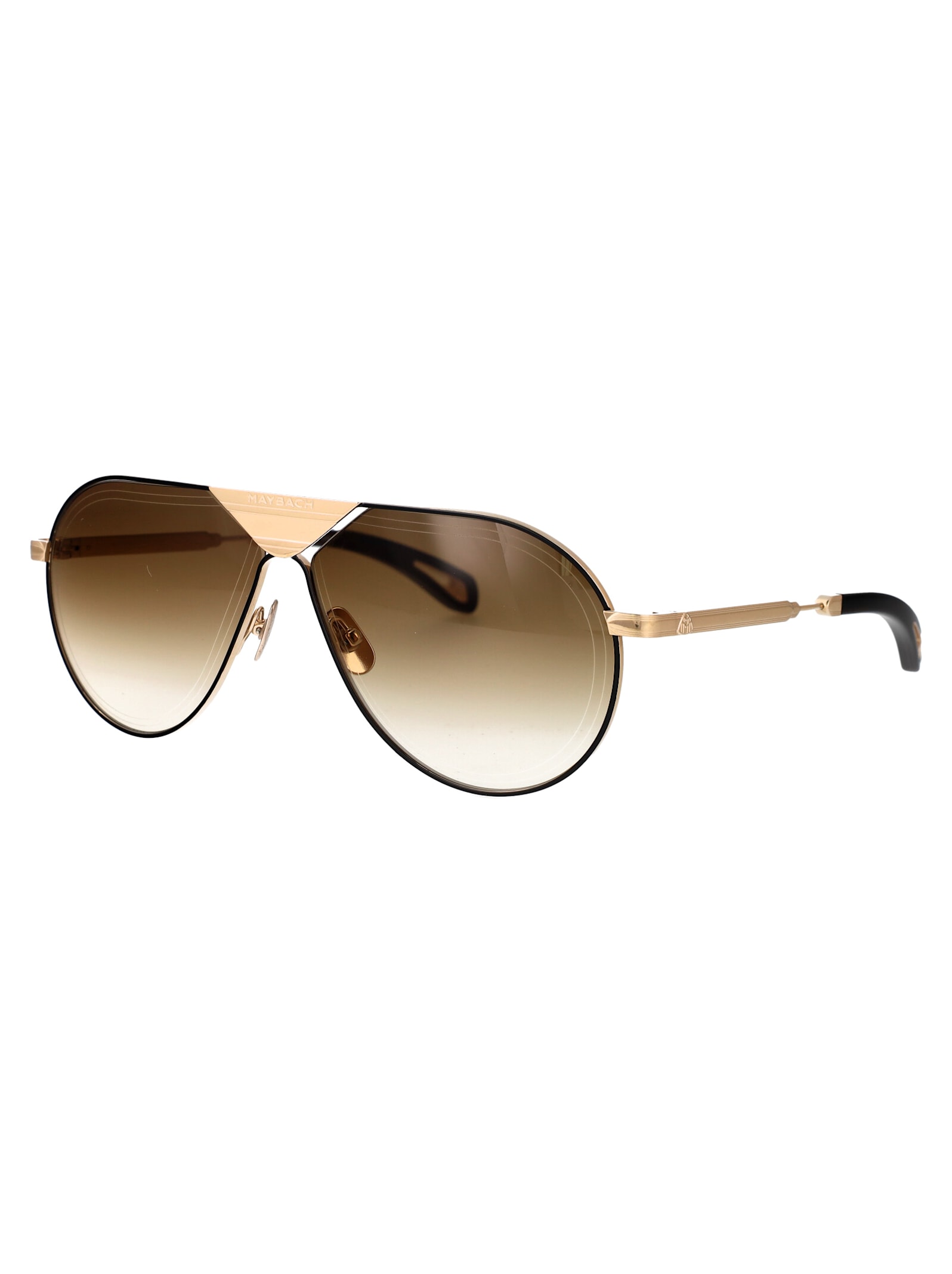 Shop Maybach Eyewear The Lineart Sunglasses In Gold Brown