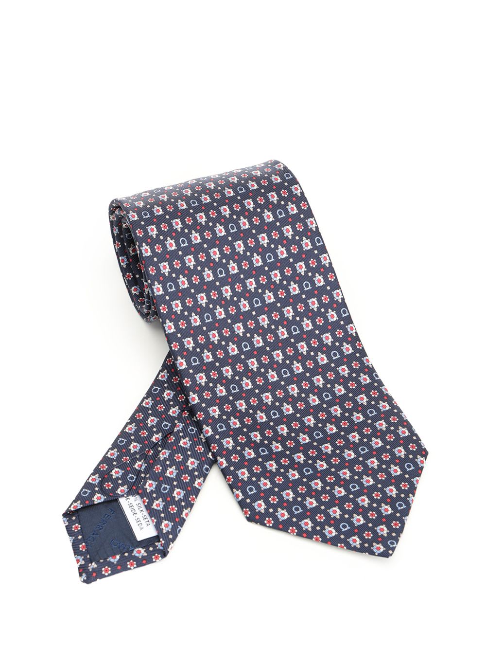 Ferragamo Turtle Print Silk Tie Ties And Bow Ties Blue In Blue