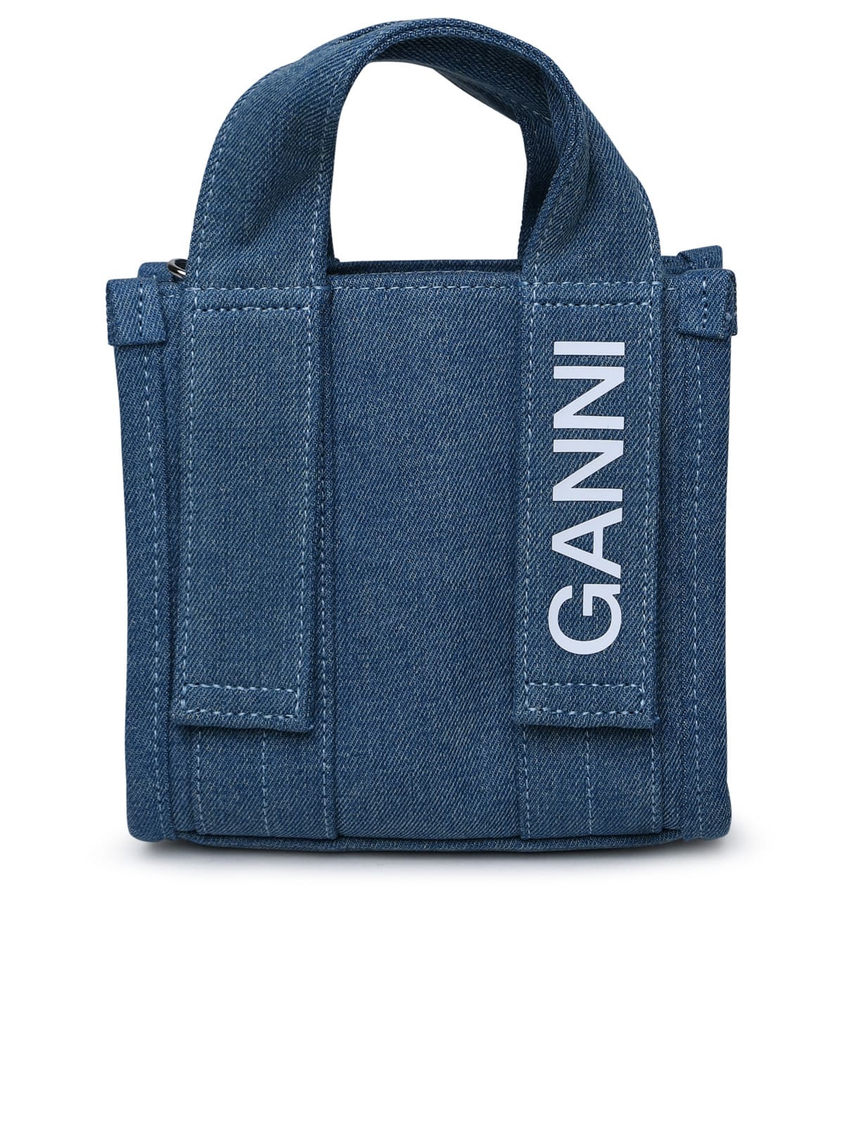 Shop Ganni Light Blue Denim Bag In Clear Blue