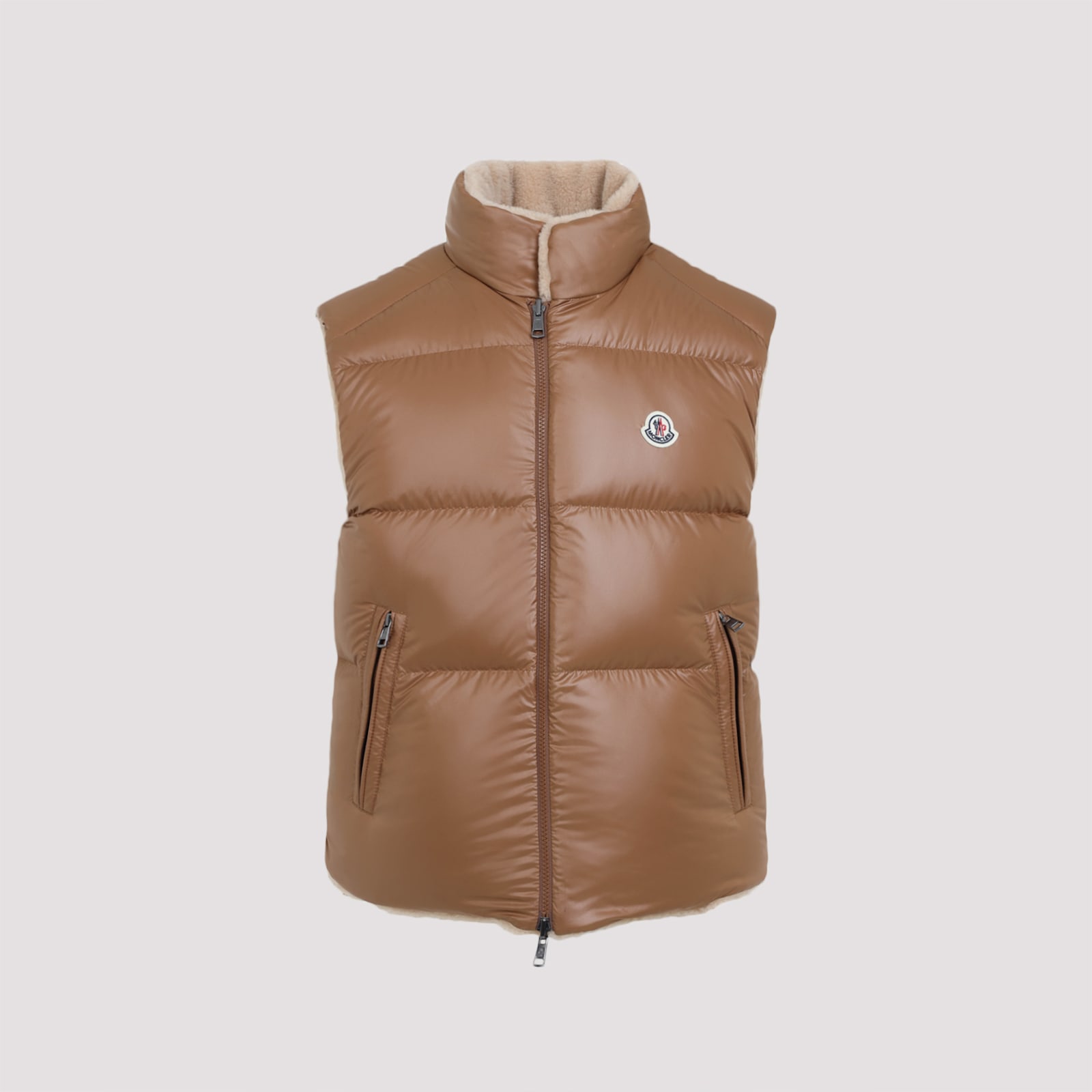 Shop Moncler Colbricon Vest In U Medium Beige