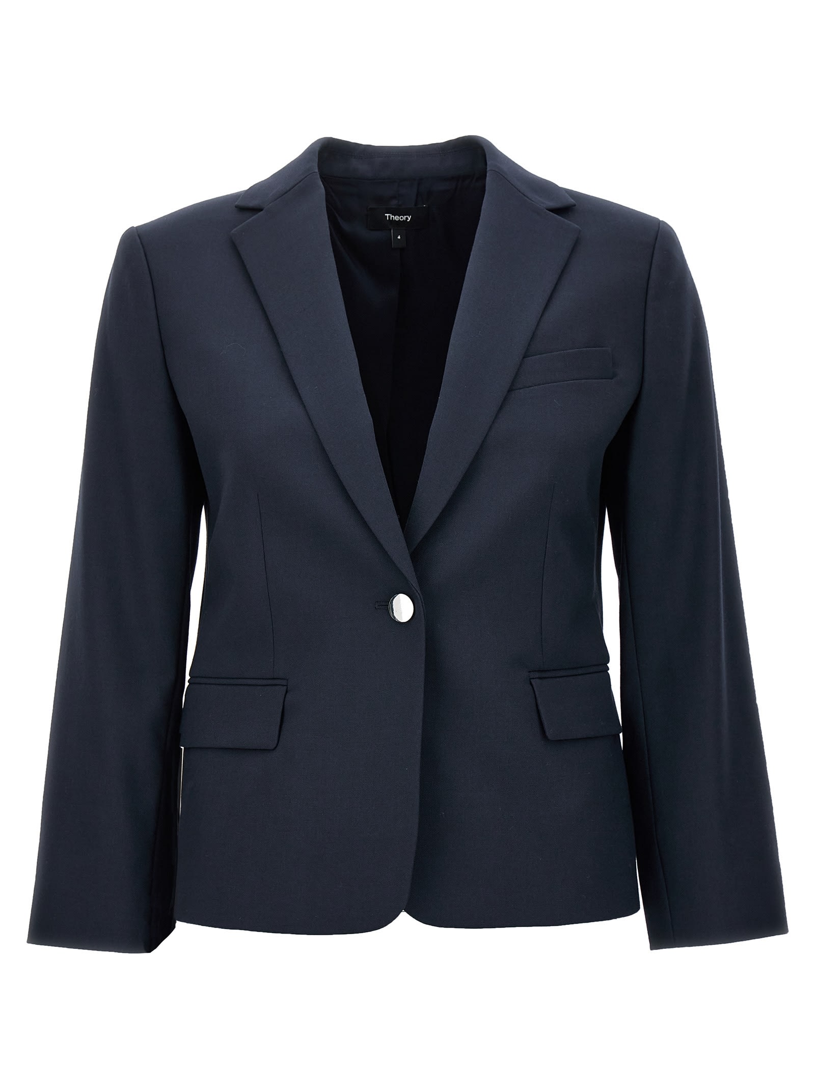 Shop Theory Single-breasted Blazer In Blue
