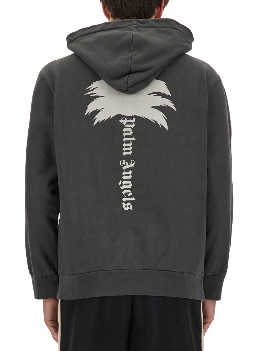 Shop Palm Angels Hoodie In Grey