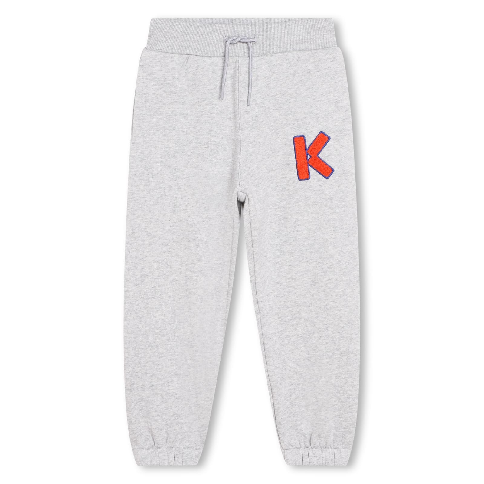 Kenzo Kids' Sports Trousers With Application In Grigio Antico