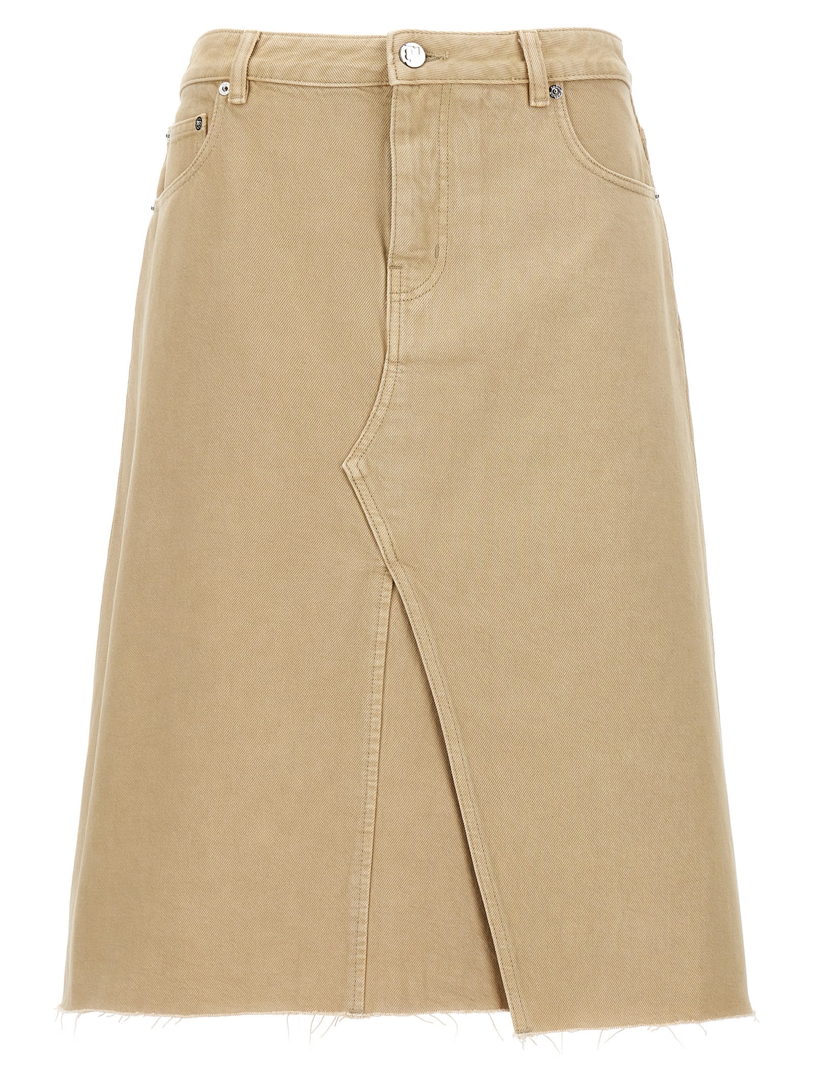 Shop Tory Burch Deconstructed Midi Skirt In Beige