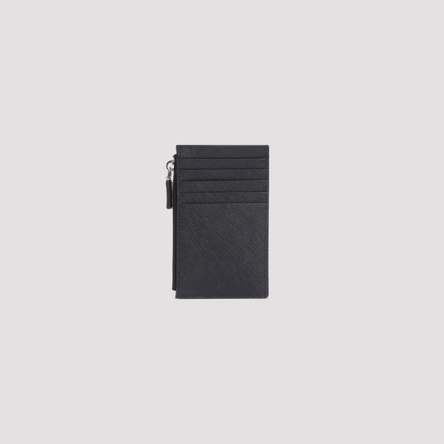 Prada Calf Leather Credit Card Case In Black