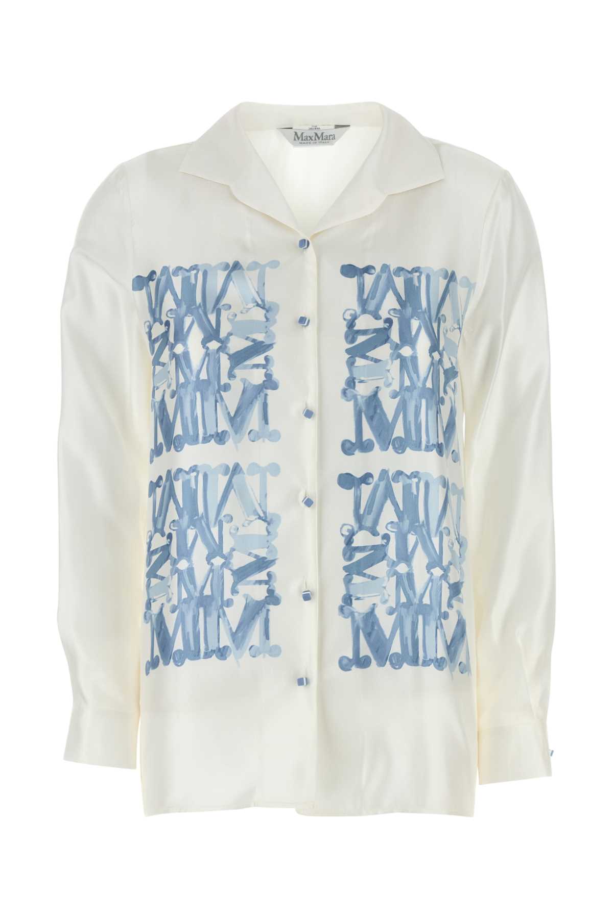 Max Mara Silk Monogram Shirt In White
