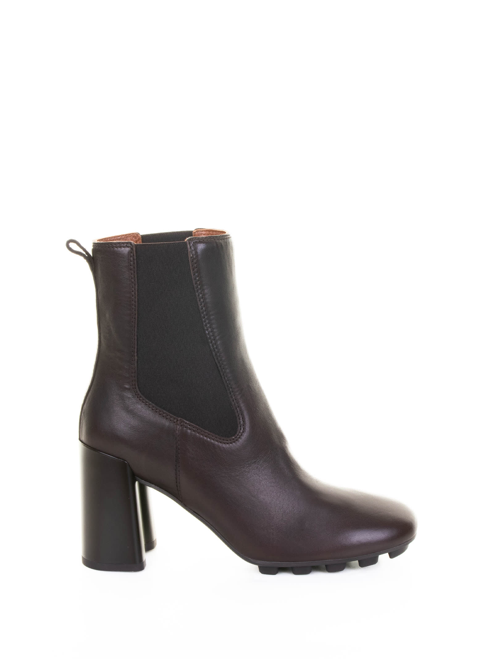Hogan 90mm Block-heel Leather Boots In Brown
