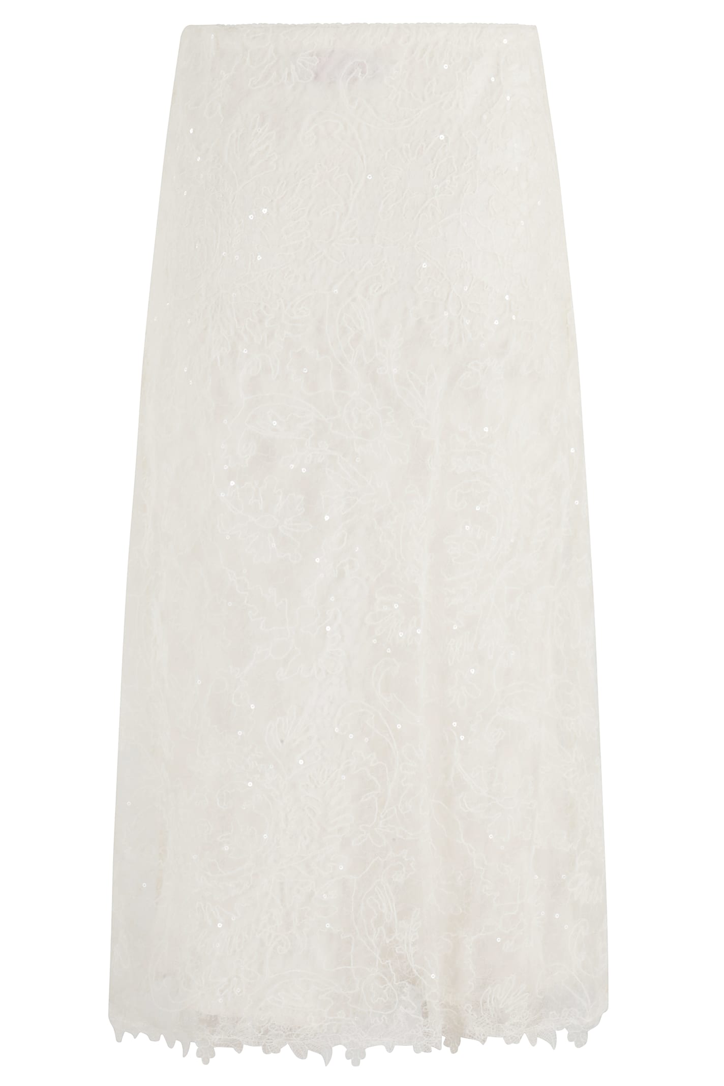 Ermanno Firenze Bead-embellished Lace Midi Skirt In White