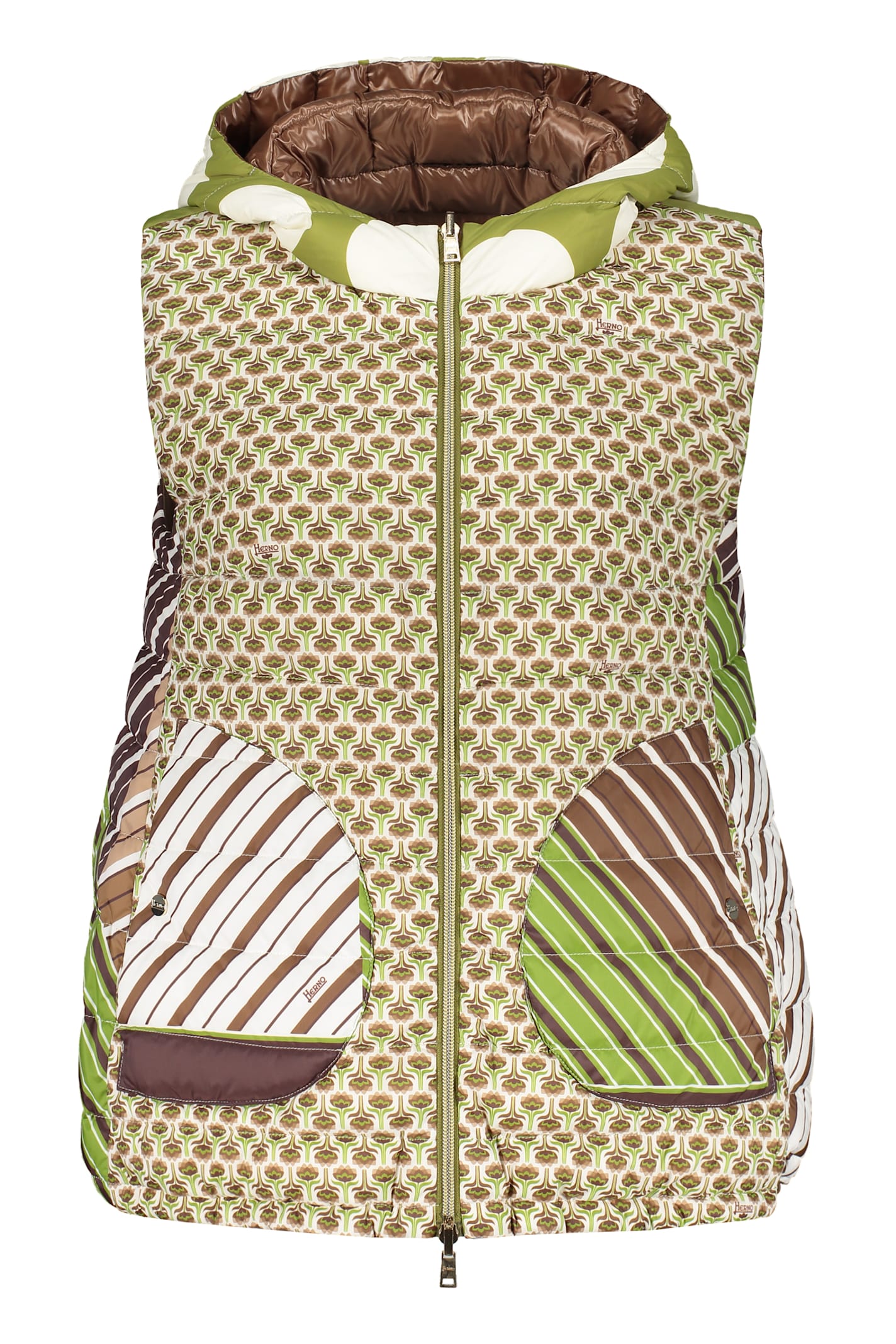Herno Allover Motif Printed Hooded Down Jacket