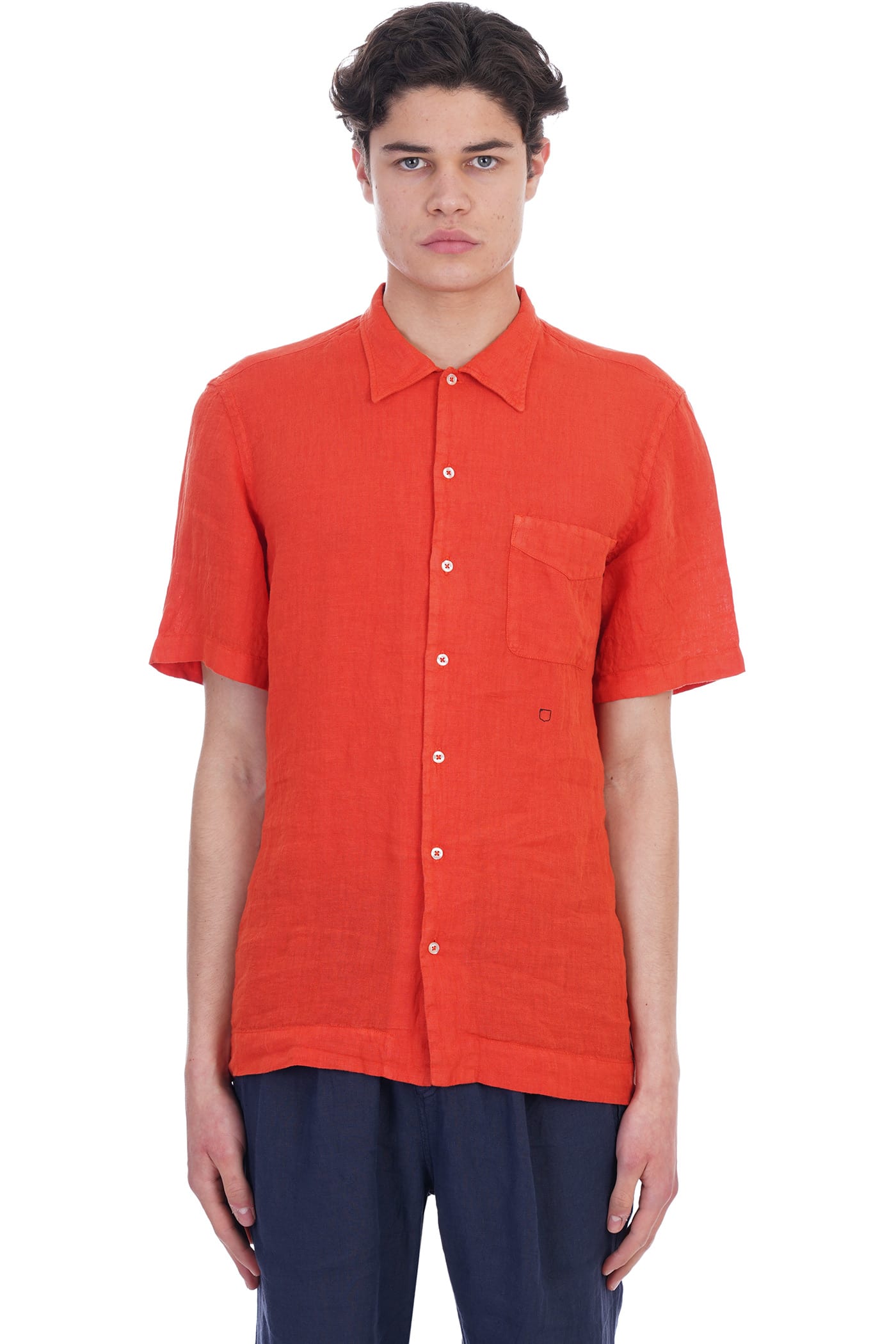 Massimo Alba Venice Shirt In Orange Linen