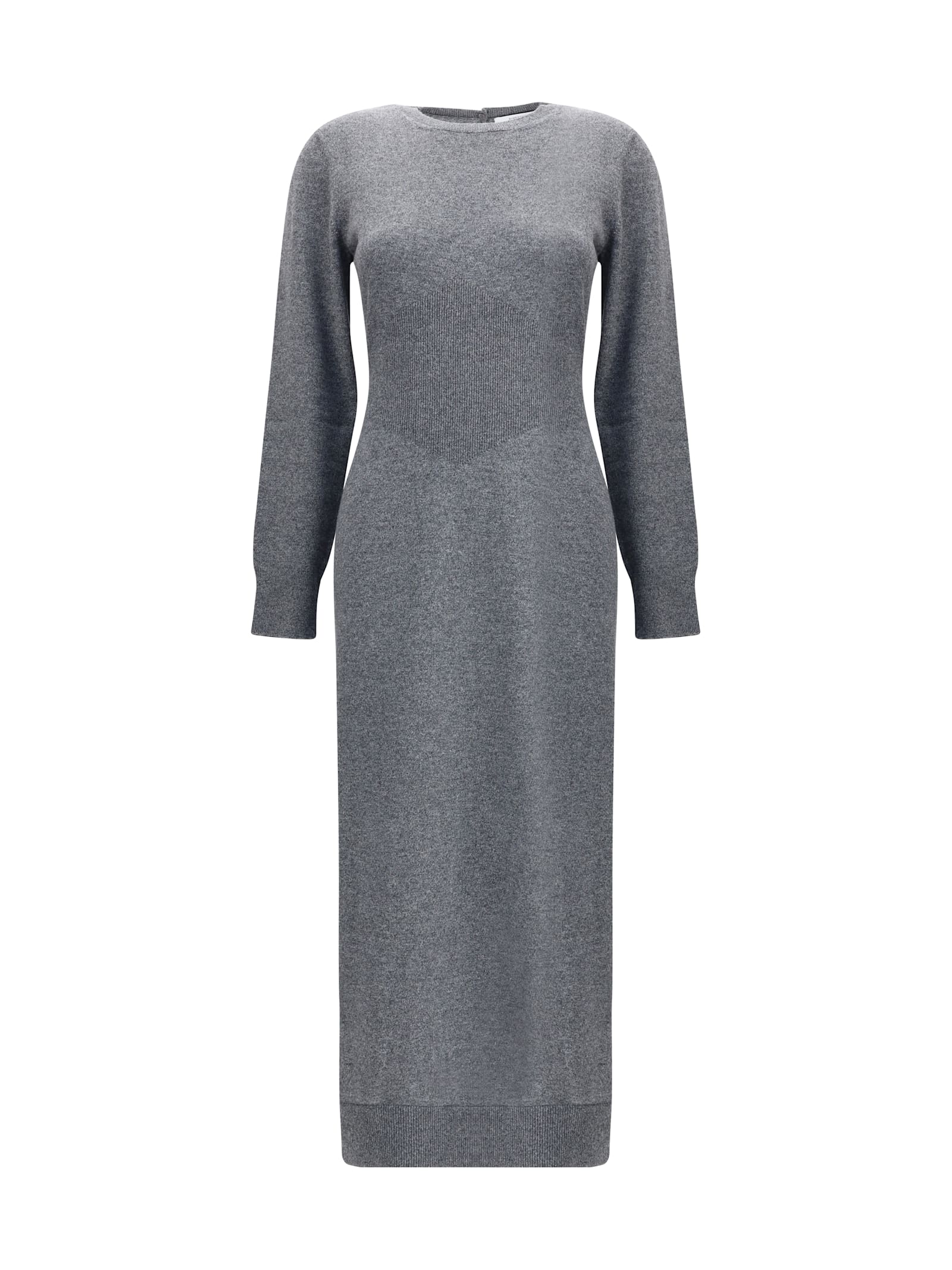 Givenchy Side-split Long-sleeve Midi Dress In Gray