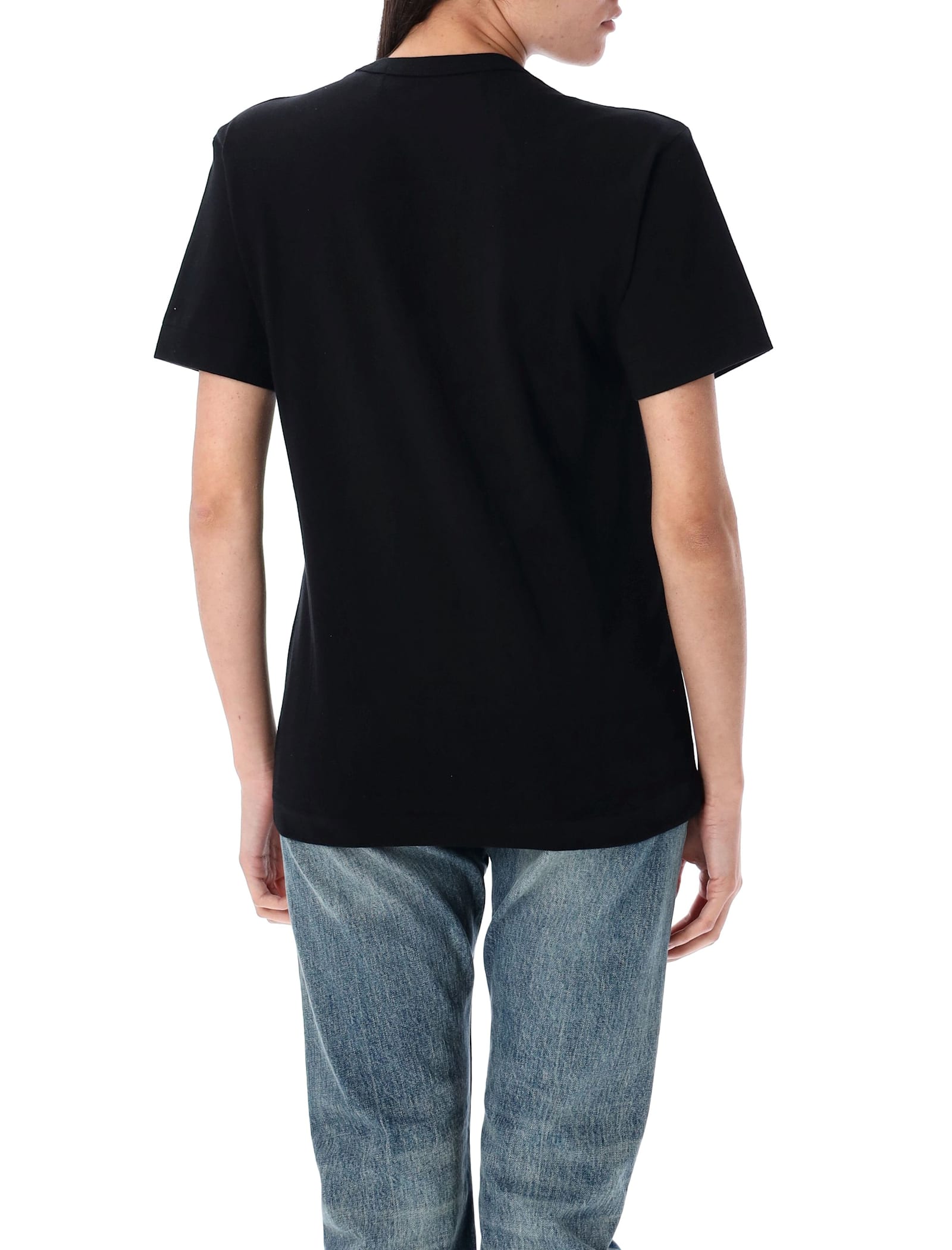 Comme Des Garçons Play Golden Heart Patch T-shirt In Black