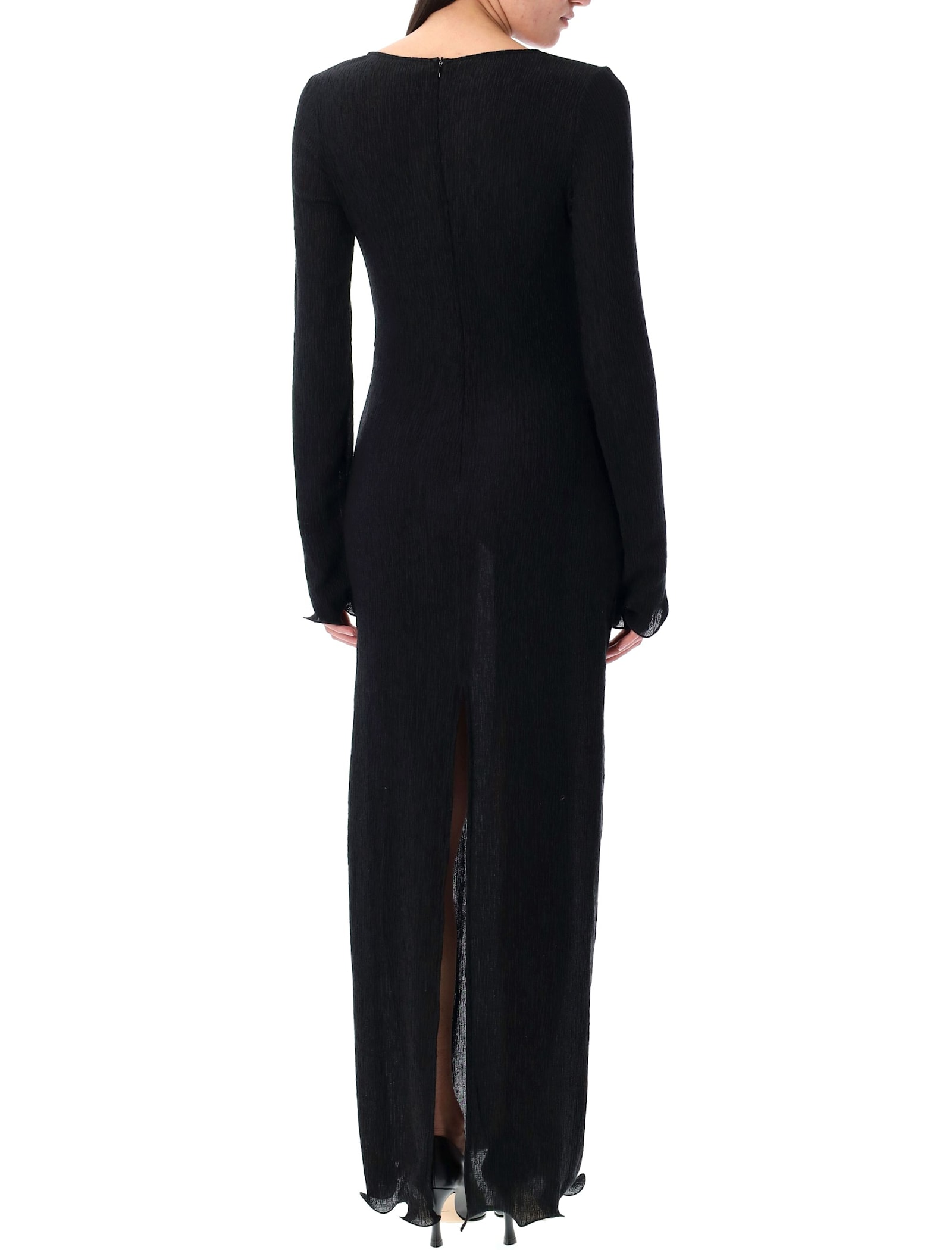 Magda Butrym Midi Dress Ls Floral Embellishment In Black