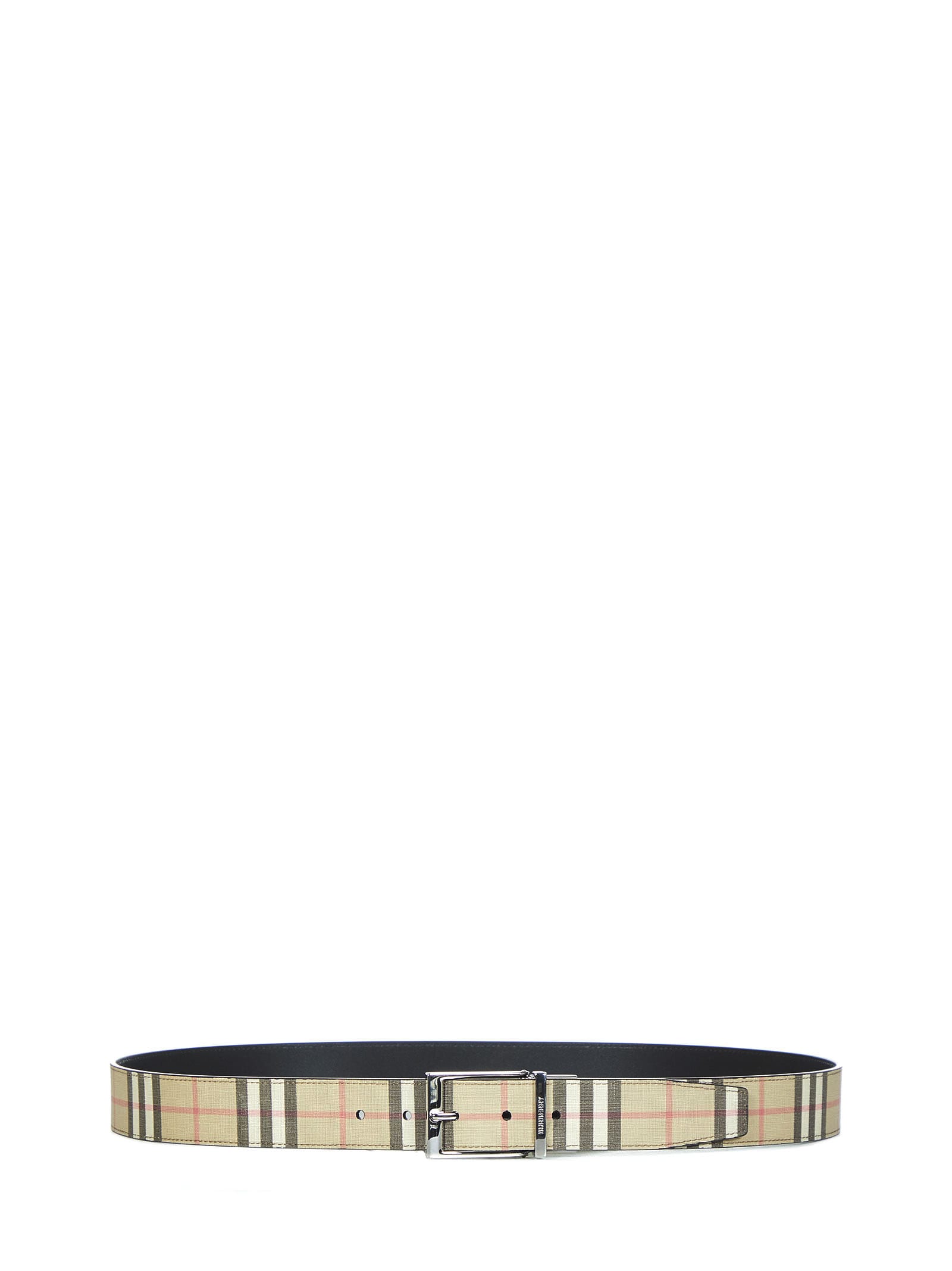 Burberry Belt With Logo In Vcheck / L Gold