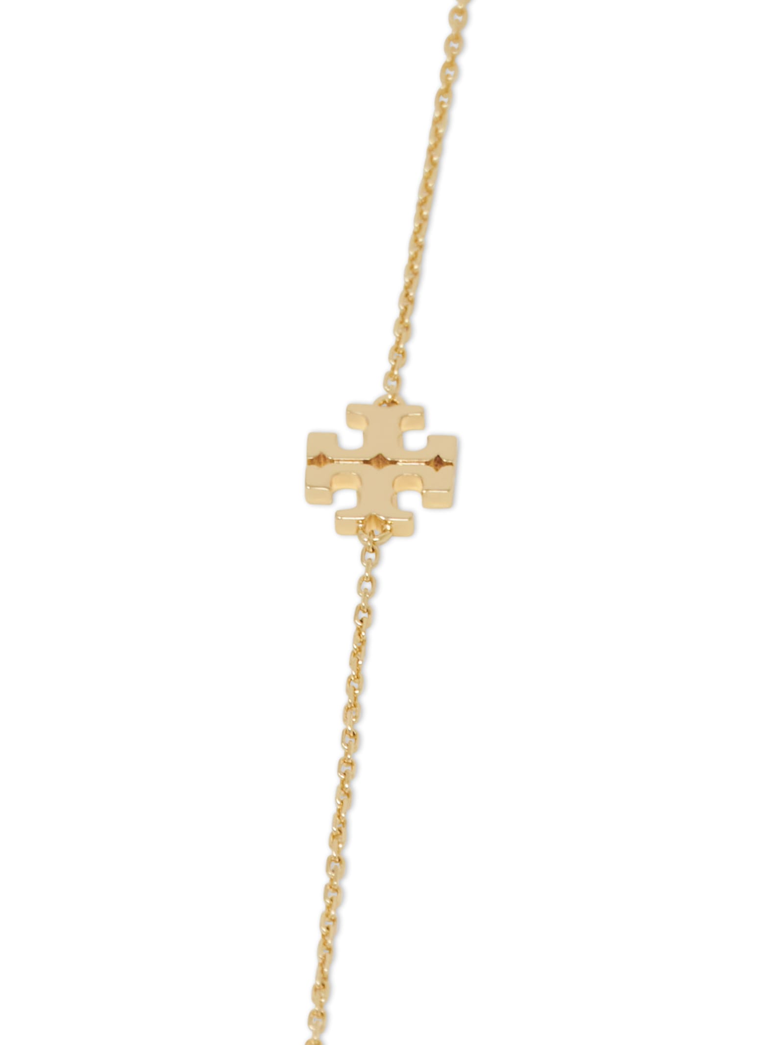Tory Burch Long Kira Pearl Necklace With Floral Motifs In Multi
