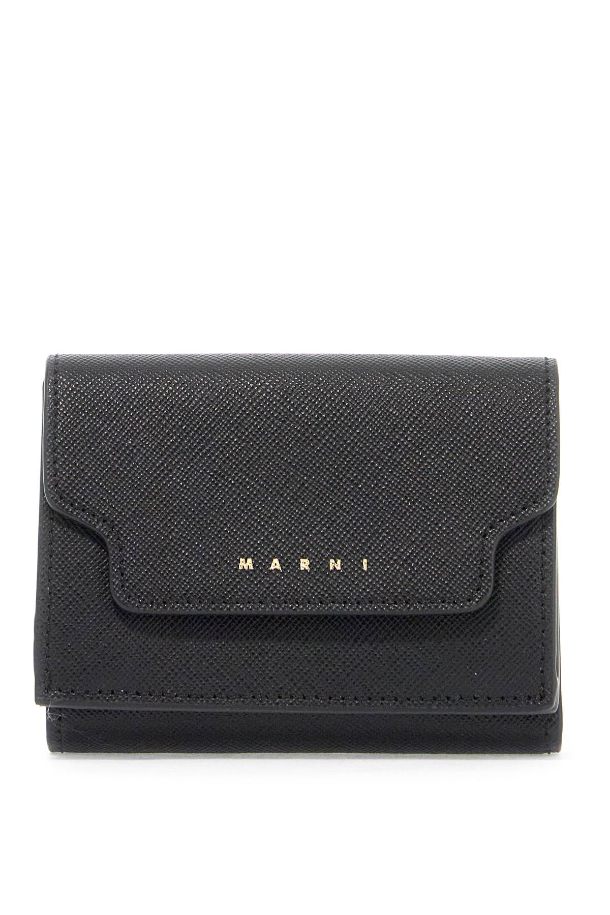 Shop Marni Saffiano Leather Tri-fold Wallet In Black (black)