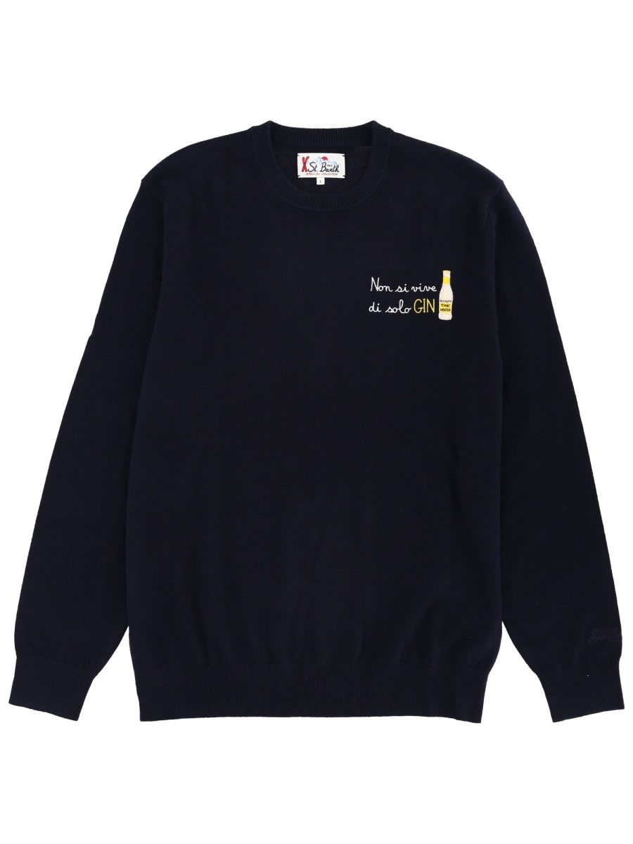 Mc2 Saint Barth Sweater With Embroidery In Blue