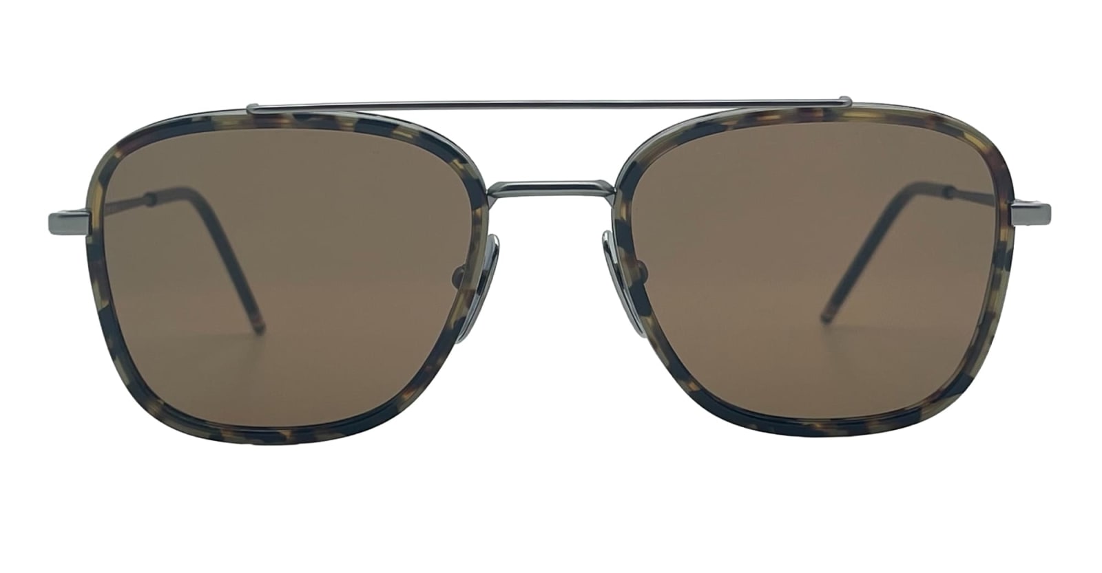 Shop Thom Browne Rectangular Aviator - Brown Tortoise Sunglasses In Dark Brown