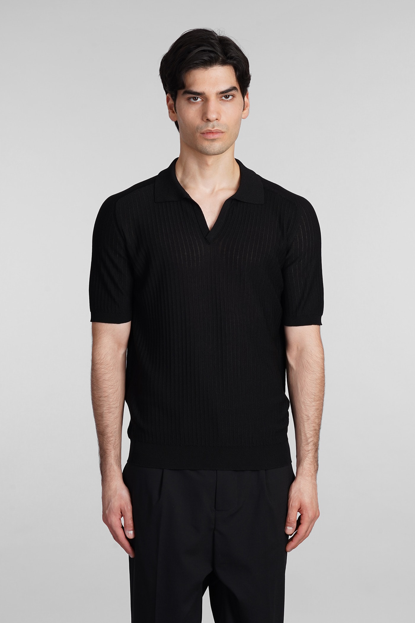 Polo In Black Cotton