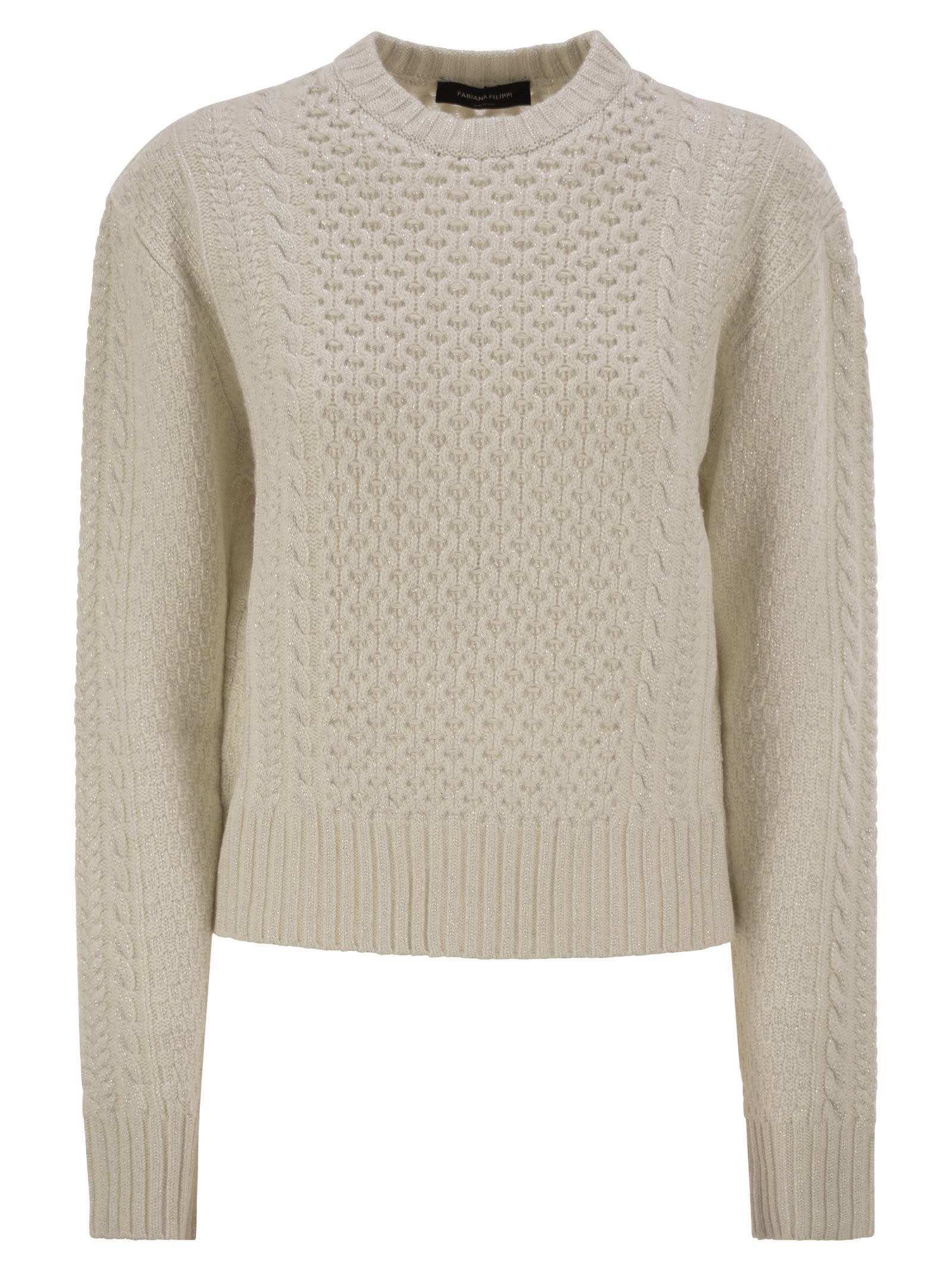 Fabiana Filippi Platinum Fisherman Jersey With Lurex In Neutral
