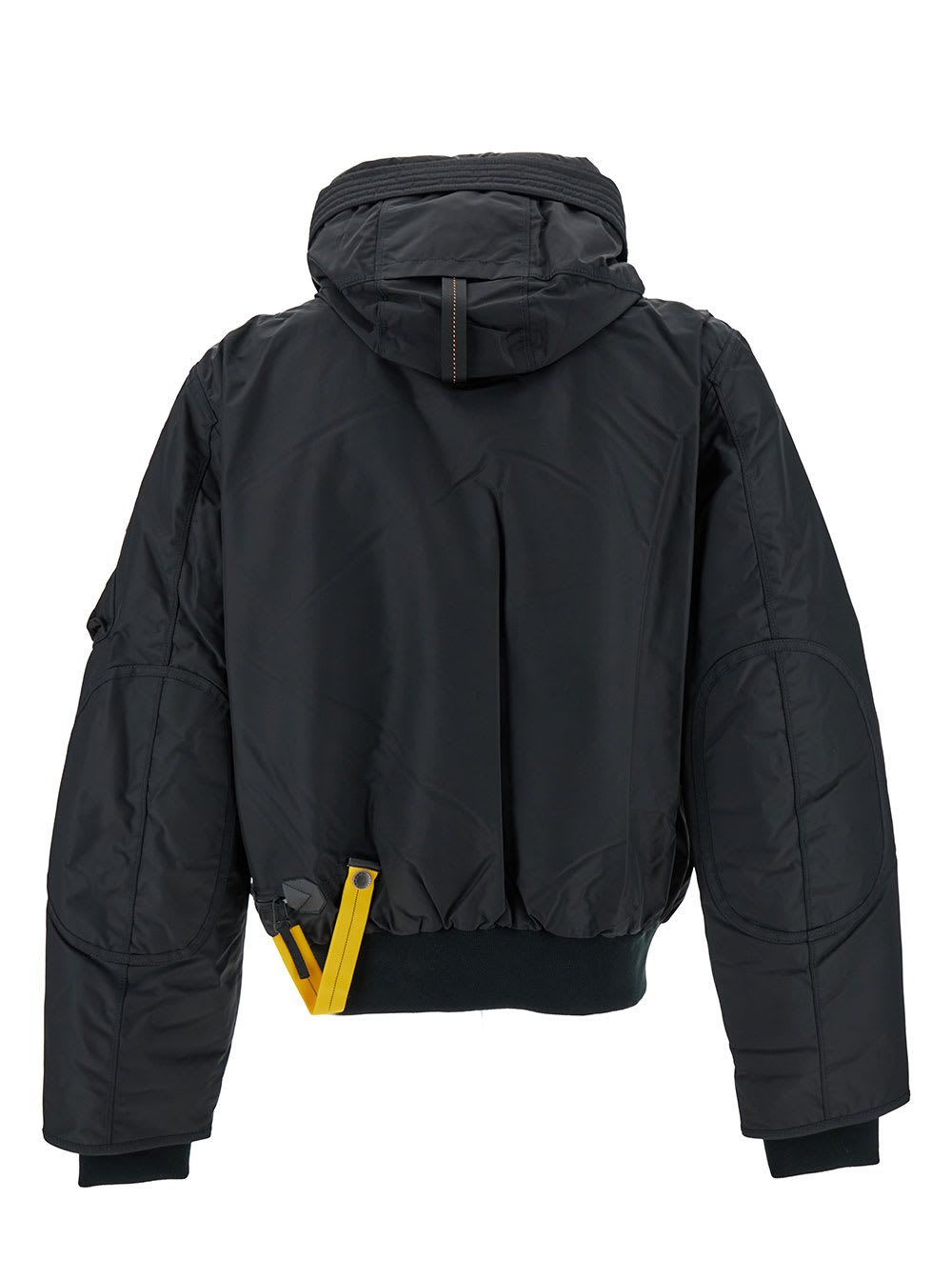 Shop Parajumpers Gobi Oversized Black Jacket With Logo Patch And Hood In Polyamide Man