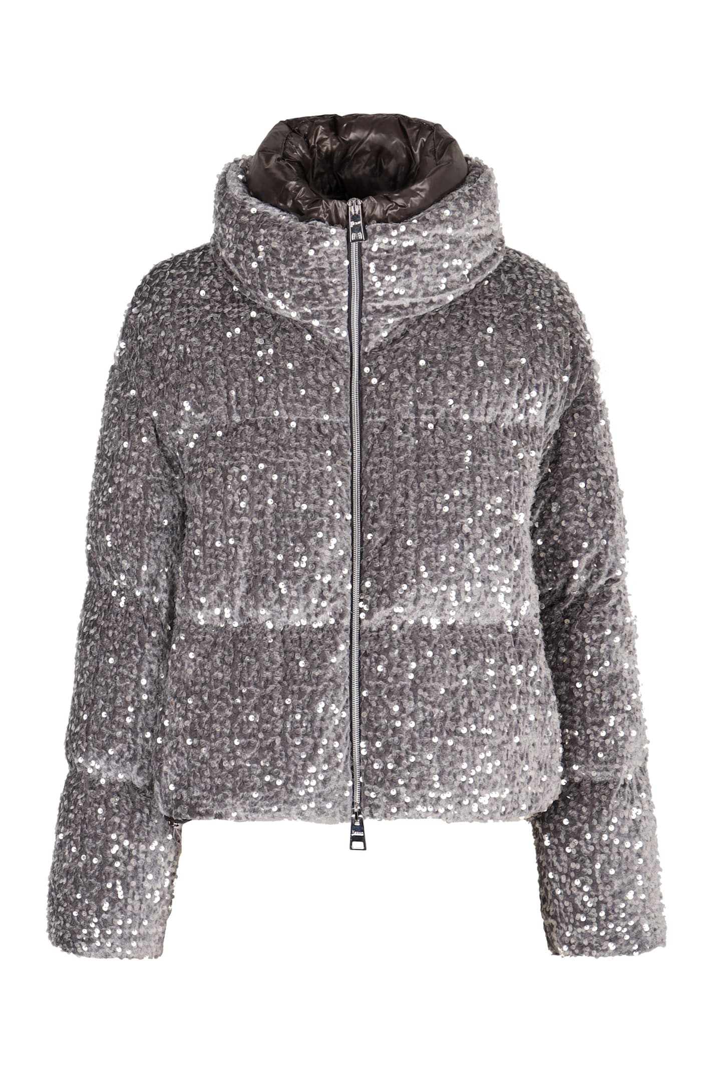 Shop Herno Hooded Down Jacket In Grigio