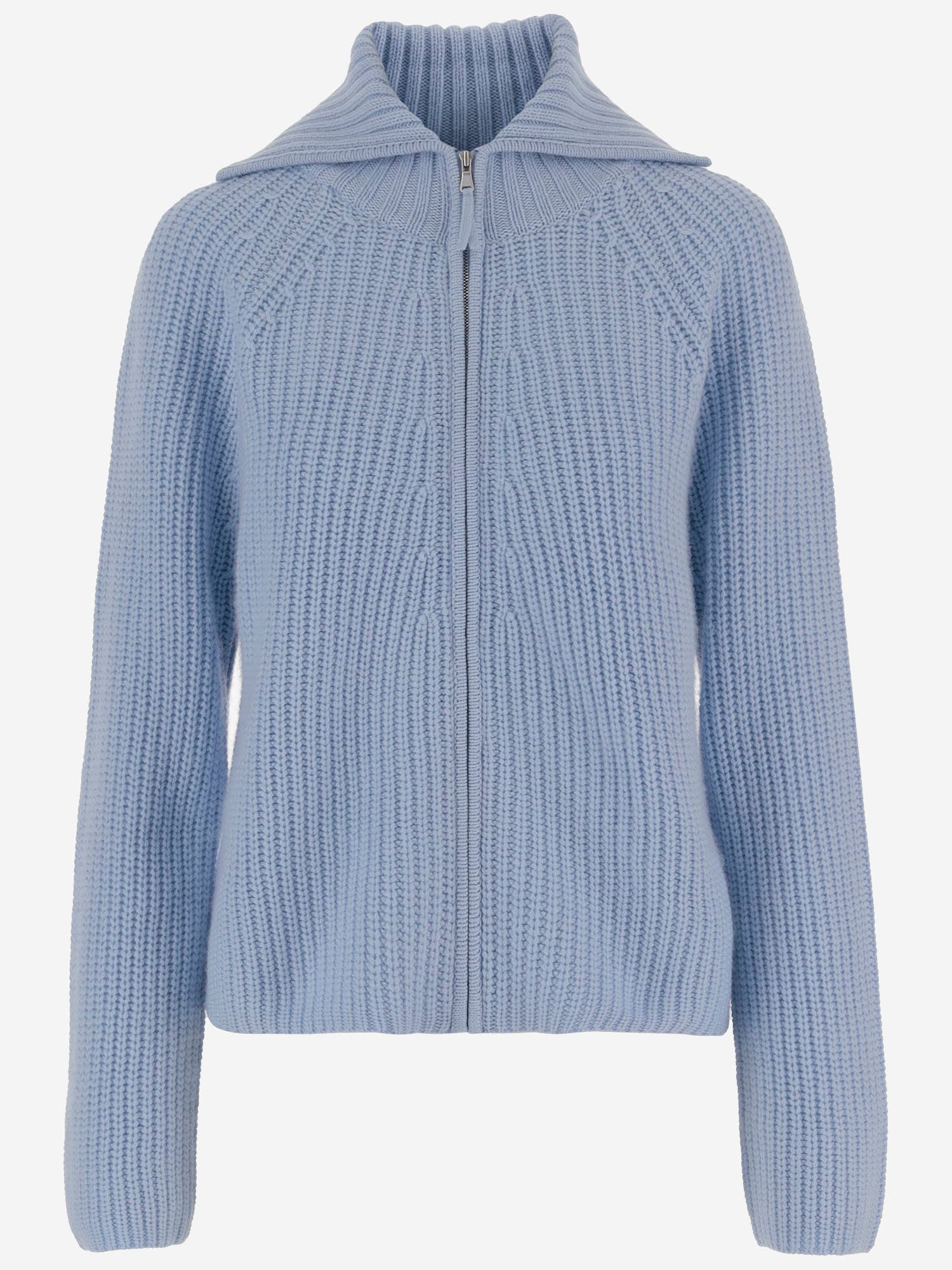 Allude Wool And Cashmere Zip-up Sweater In Blue