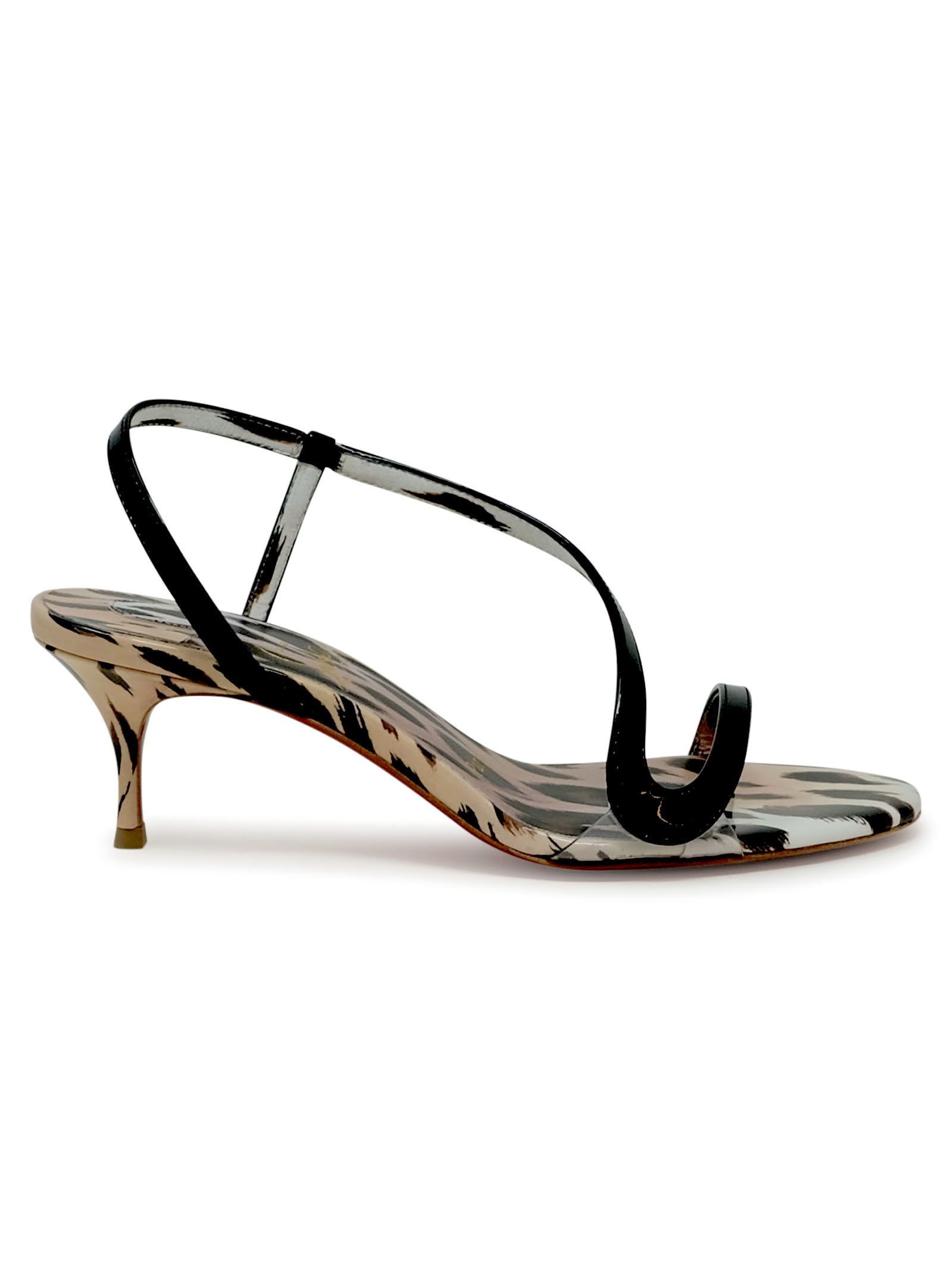 Christian Louboutin Rosalie Black Patent Leather Sandals In Pink