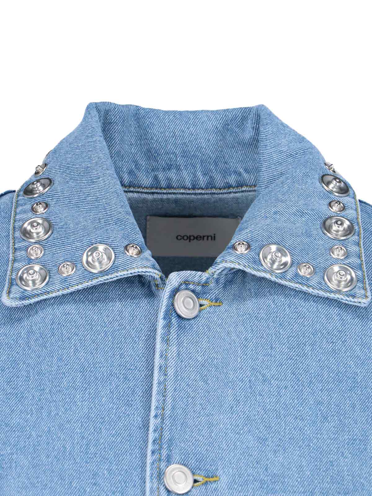 Coperni Collared Casual Jacket Studded Accents In Light Blue