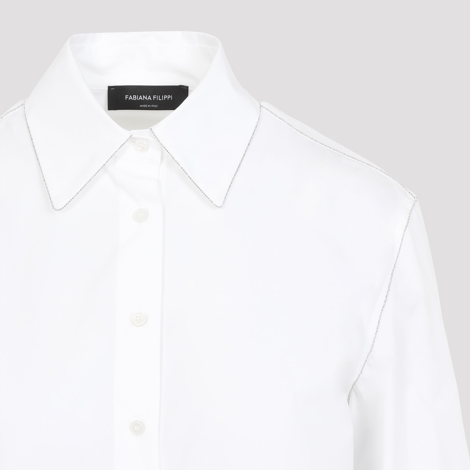 Shop Fabiana Filippi Cotton Shirt In Bianco Ottico