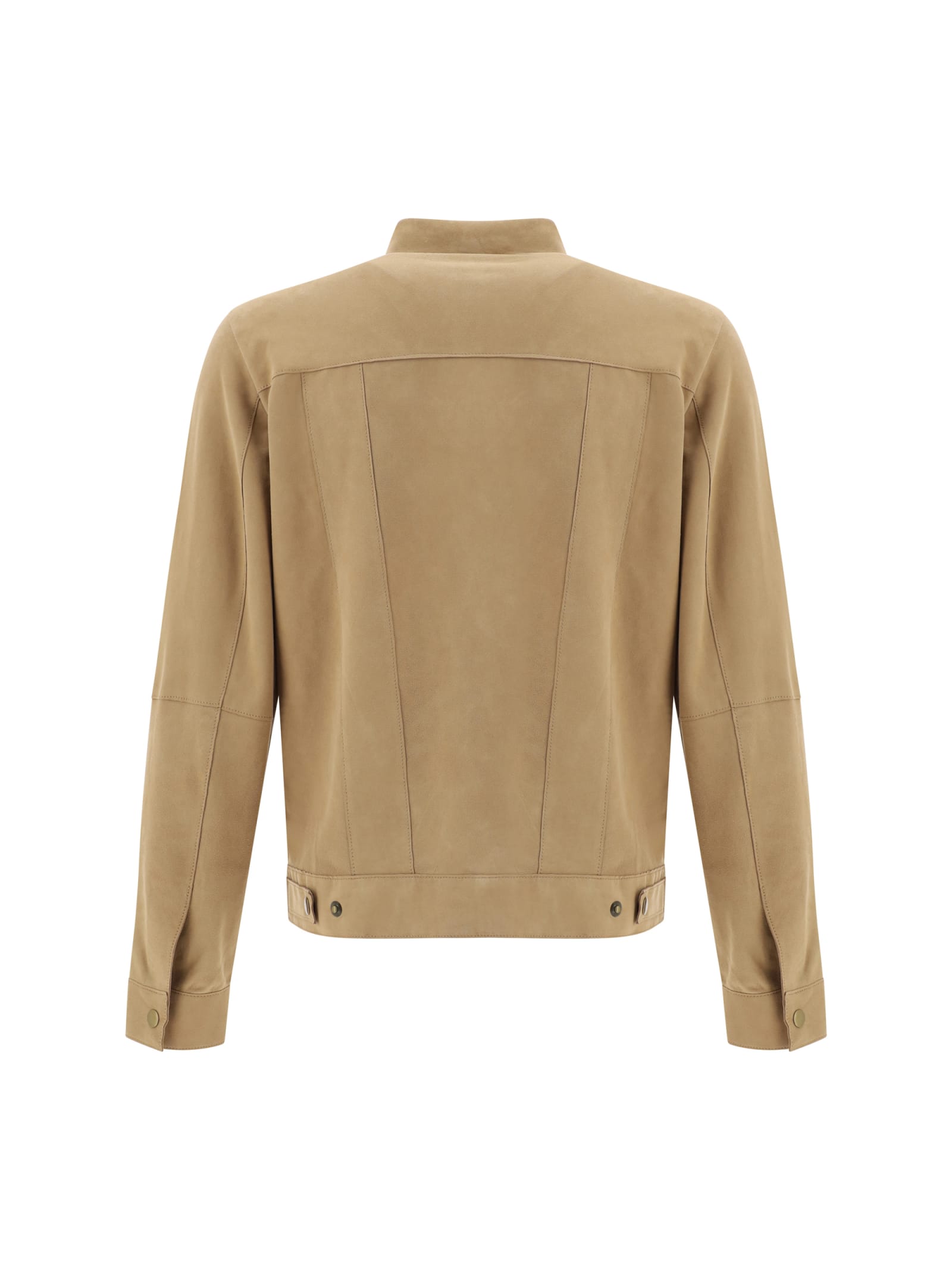 Shop D'amico Leather Jacket In Suede Beach Beige