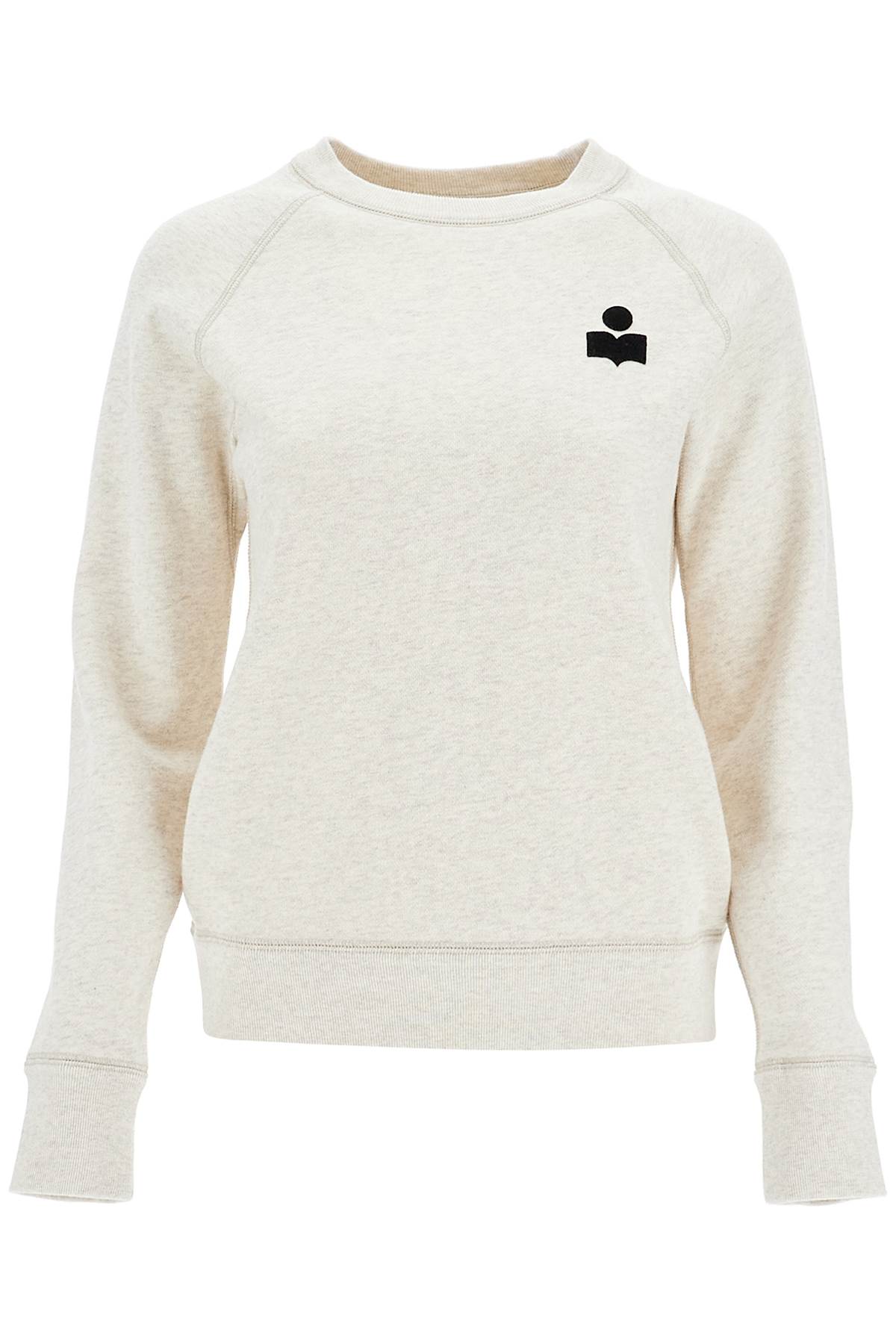 Shop Marant Etoile Milla Cotton Sweatshirt With Round Neck In Ecru (grey)