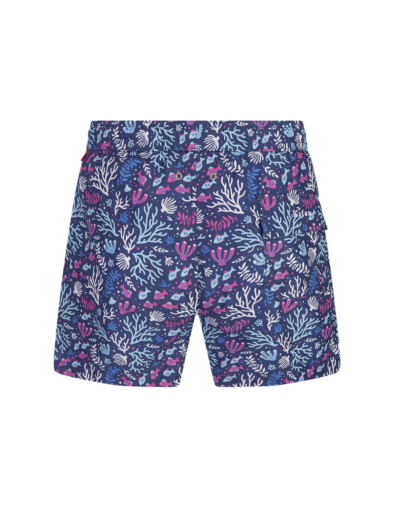 Shop Kiton Blue Swim Shorts With Fish And Coral Pattern