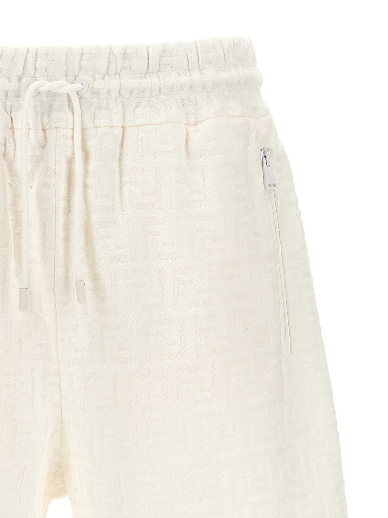 Shop Fendi Jacquard Bermuda Shorts In White