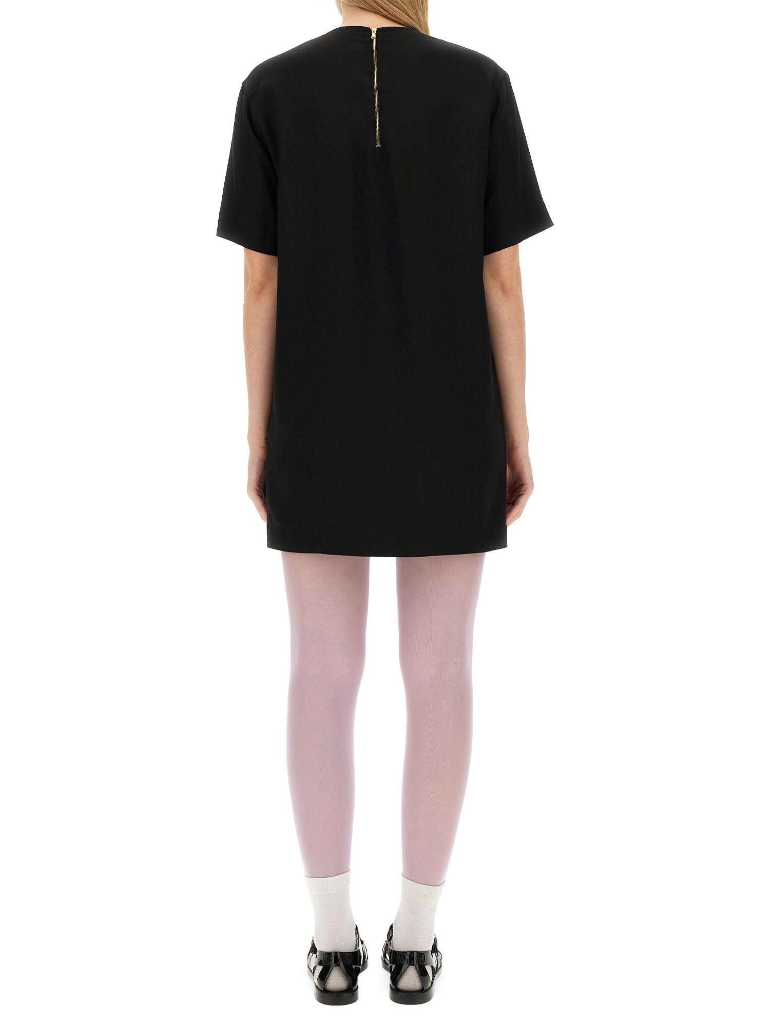 Shop Moschino Dress With Logo In Black