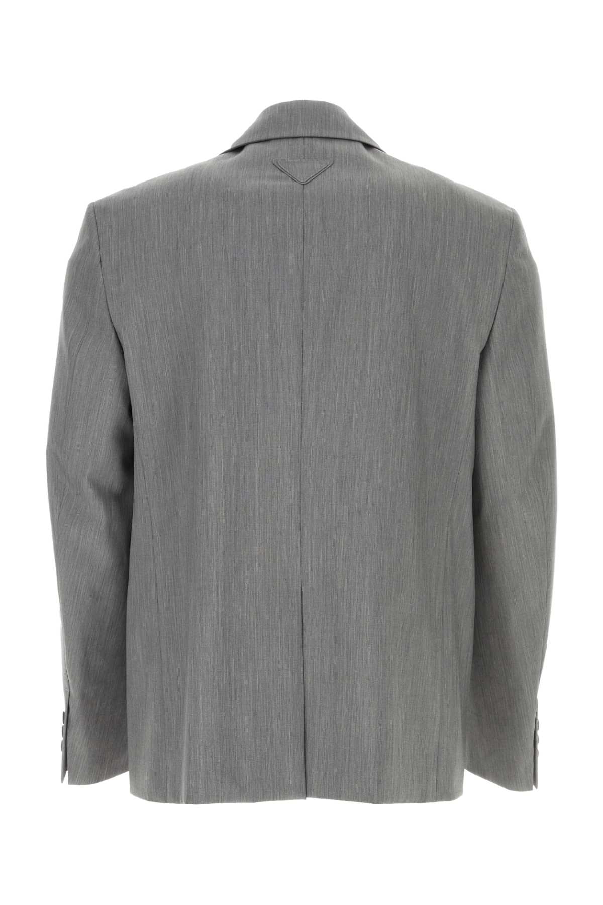 Shop Prada Melange Grey Wool Blend Blazer In Grigio