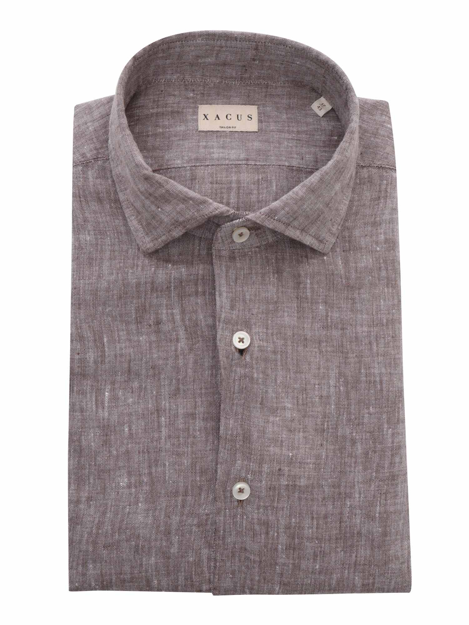 Shop Xacus Brown Linen Shirt