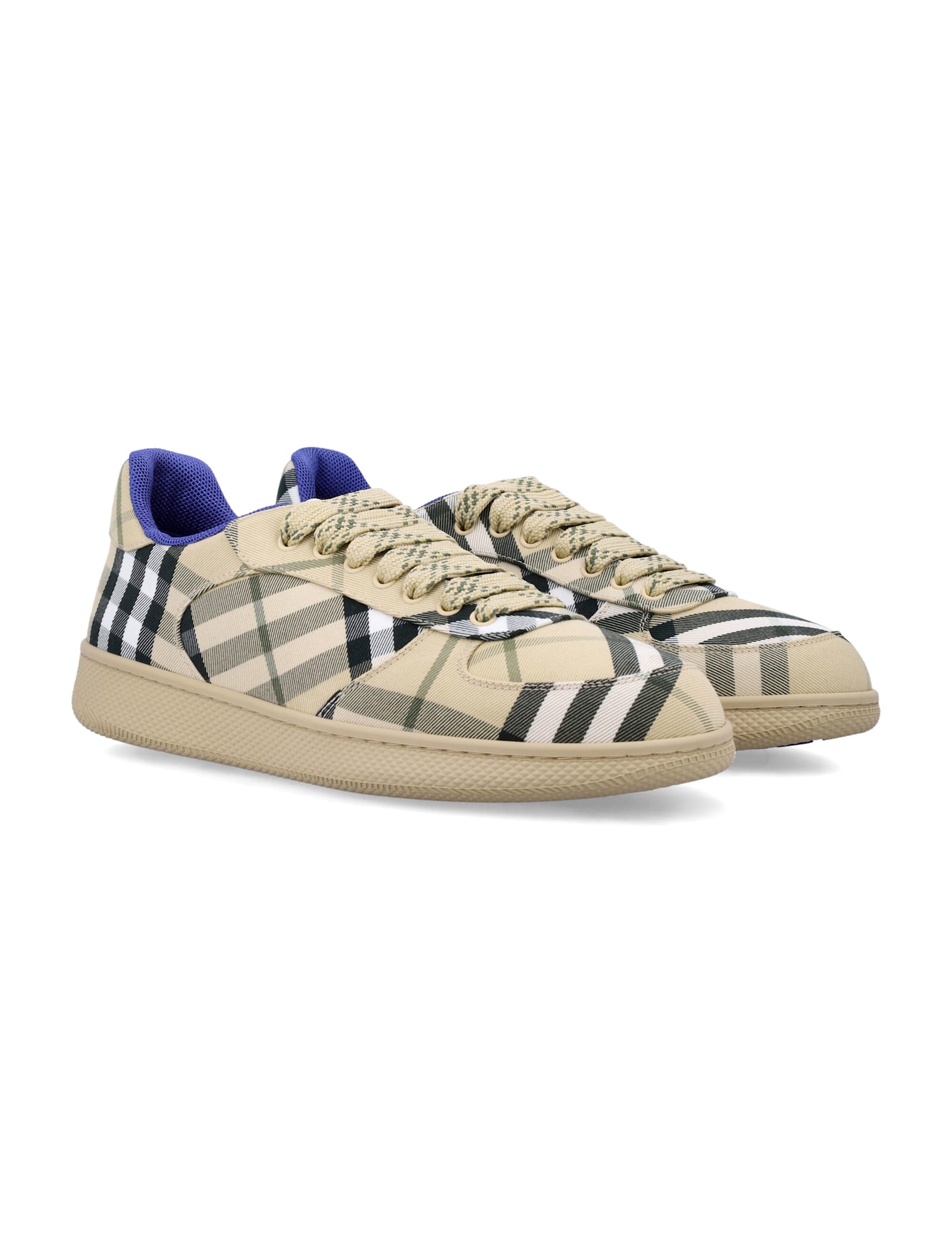 Shop Burberry Terrace Check Sneakers In Grain Ip Check