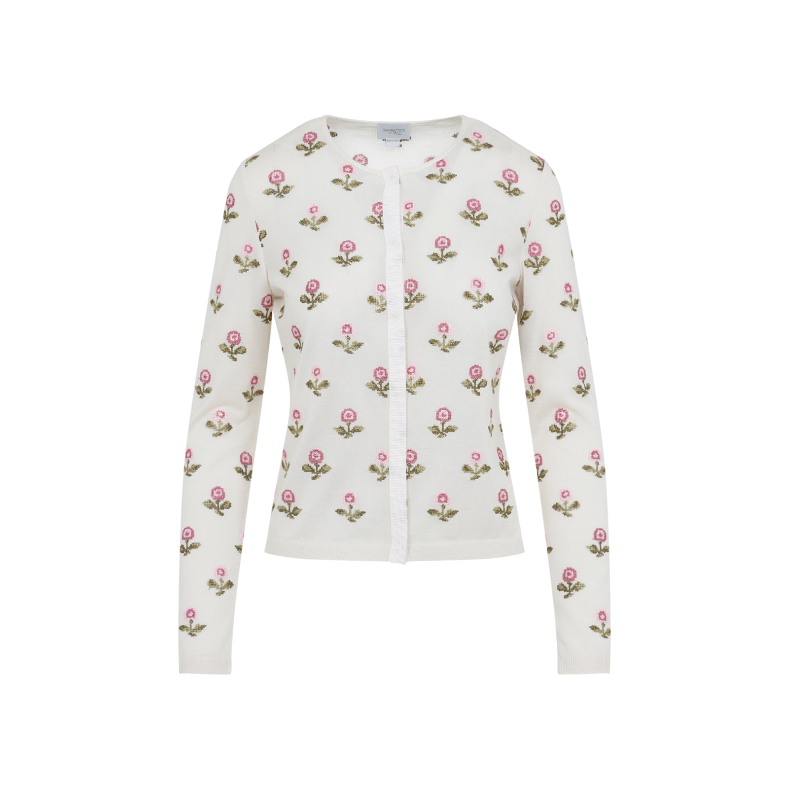 Giambattista Valli Floral-pattern Cashmere And Silk Blend Sweater In White