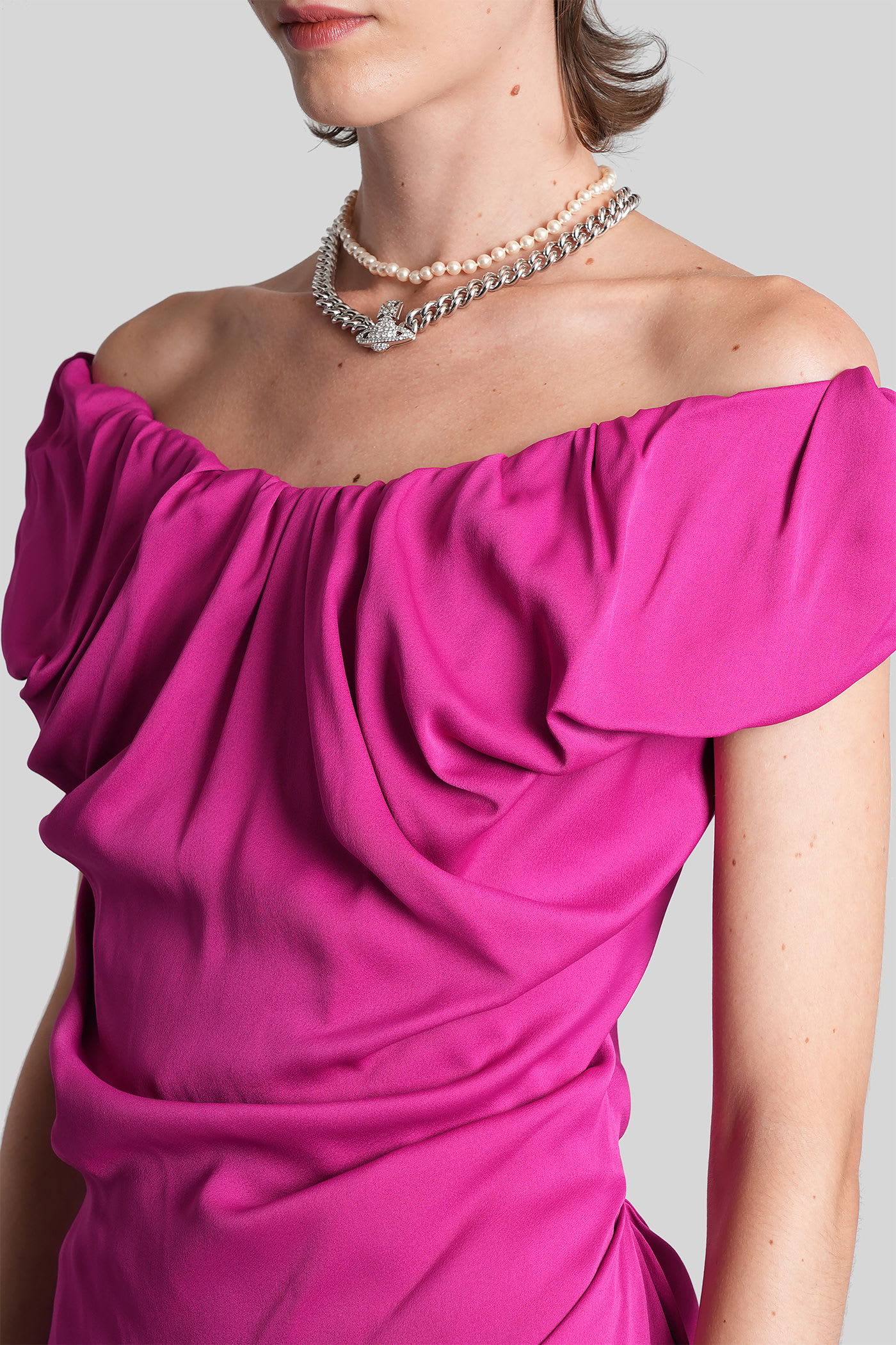 Vivienne Westwood Long Ginnie In Fuxia Viscose In Pink
